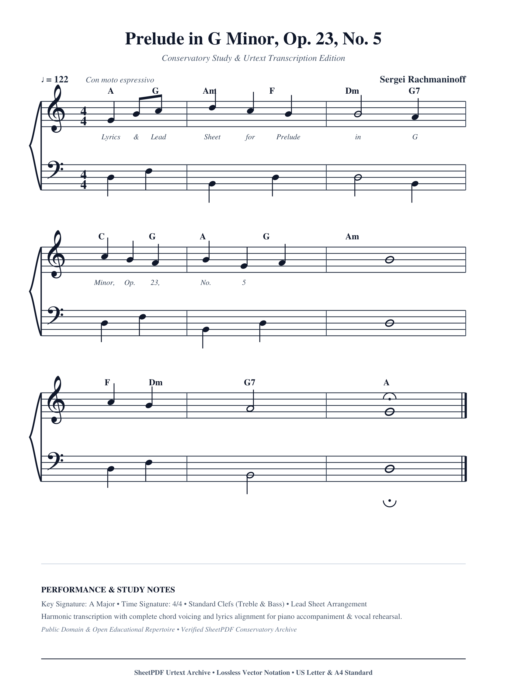 Prelude in G Minor, Op. 23, No. 5 Piano Sheet Music Page 1 Free PDF