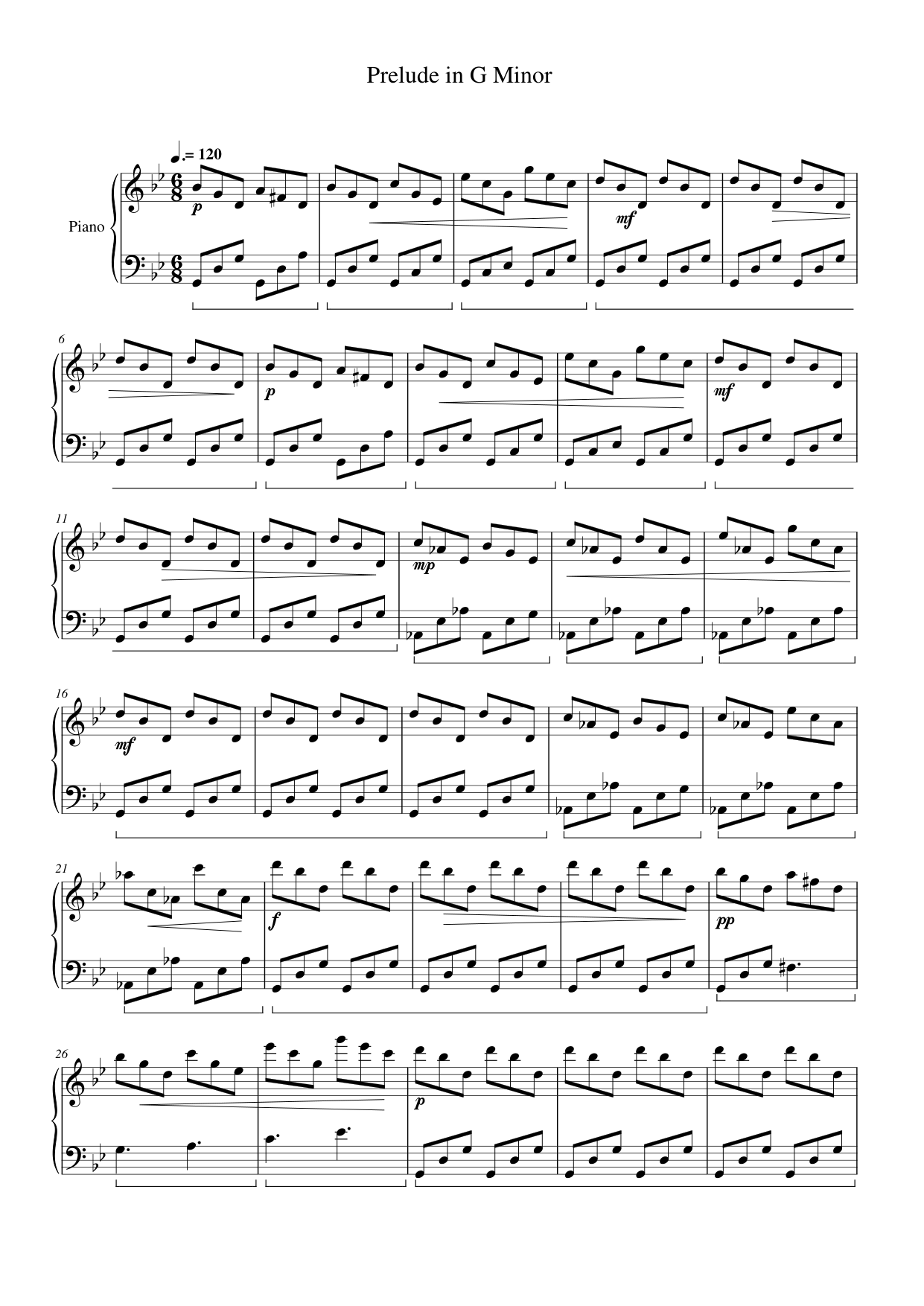 Prelude in G Minor Lyrics & Chords Folio