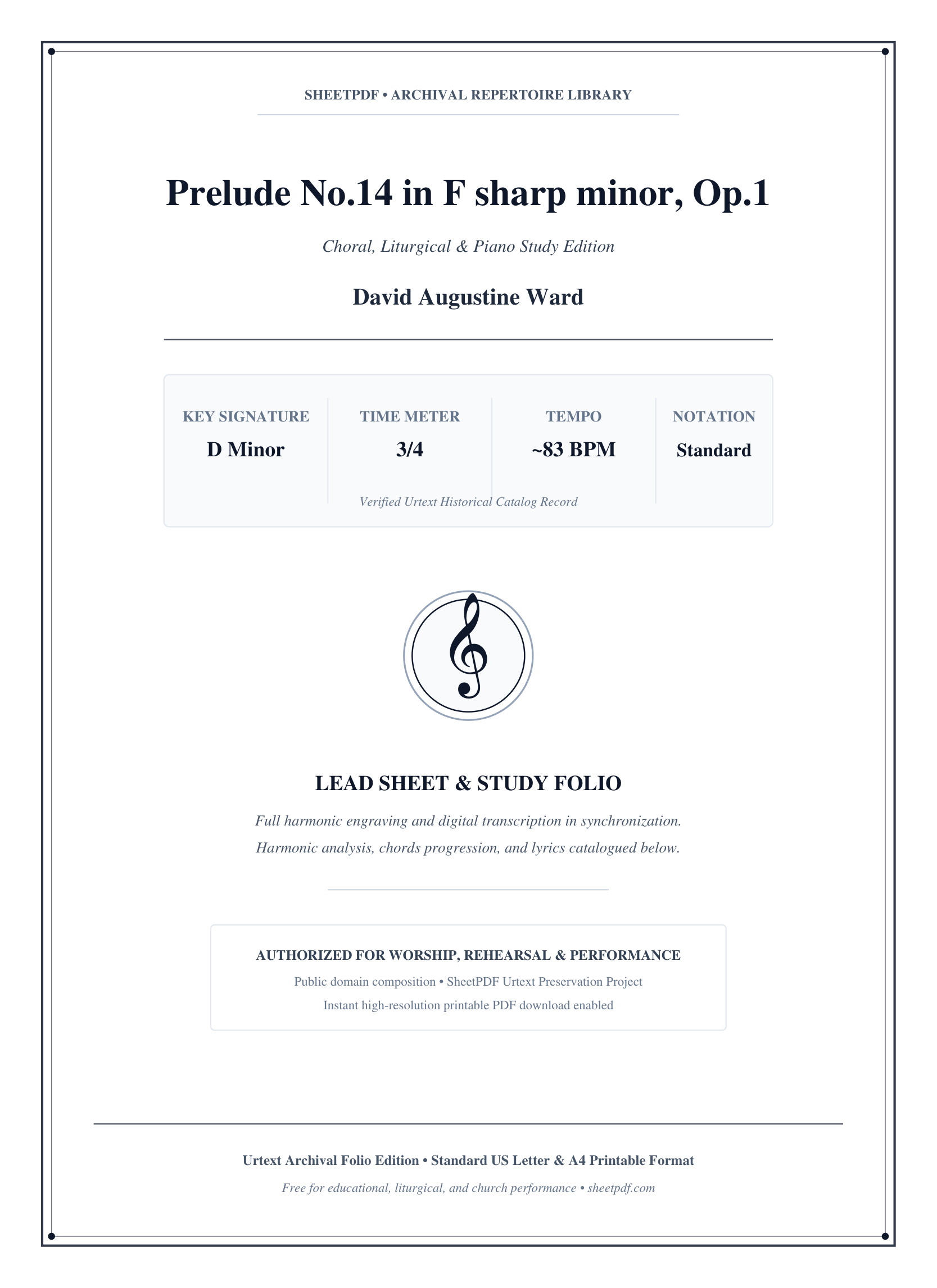 Prelude No.14 in F sharp minor, Op.1 Piano Sheet Music Page 1 Free PDF