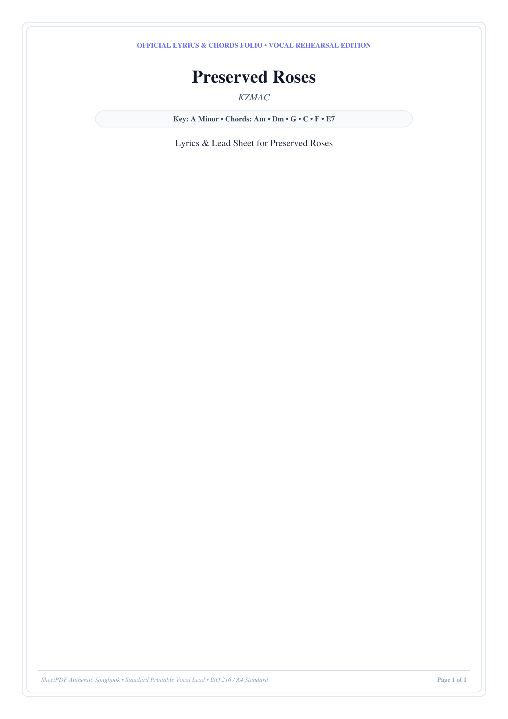 Preserved Roses Piano Sheet Music Page 1 Free PDF