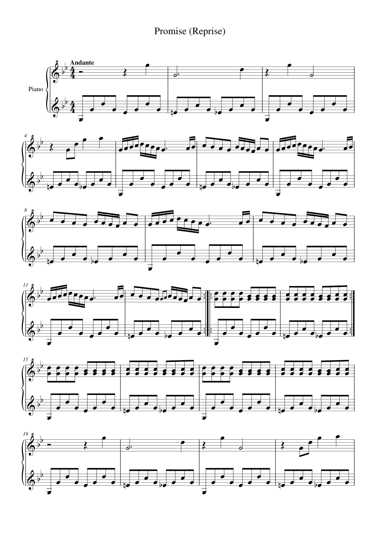 Promise (Reprise) Piano Sheet Music Page 1 Free PDF