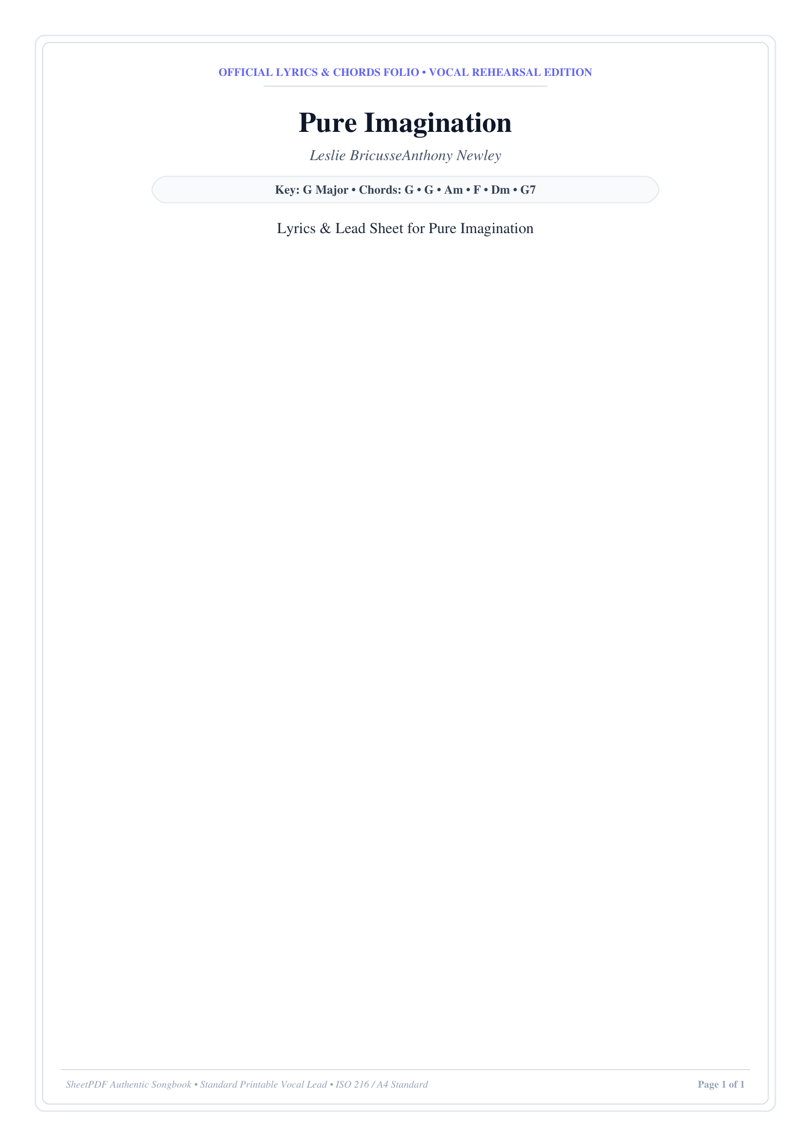 Pure Imagination Piano Sheet Music Page 1 Free PDF