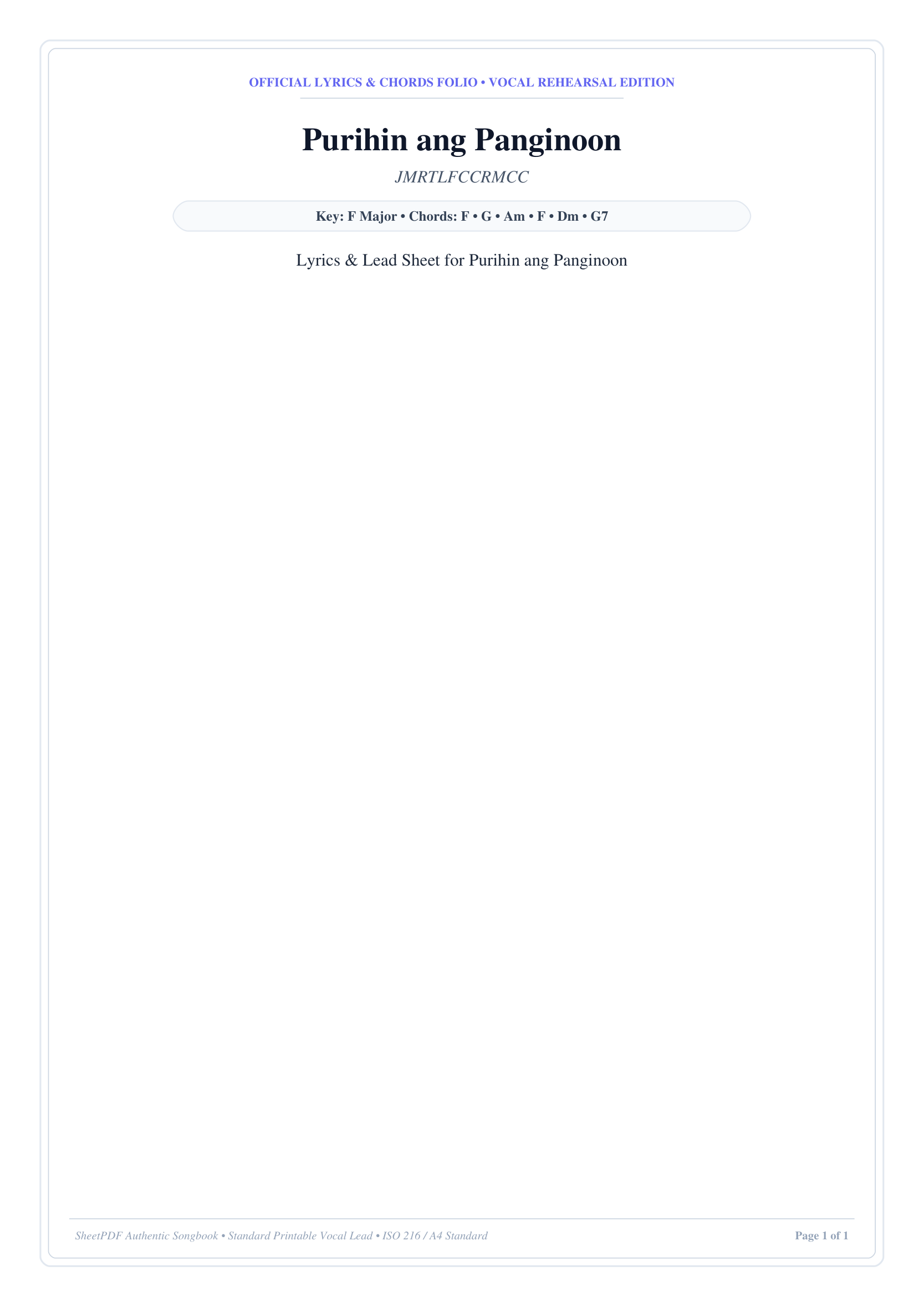 Purihin ang Panginoon Lyrics & Chords Folio