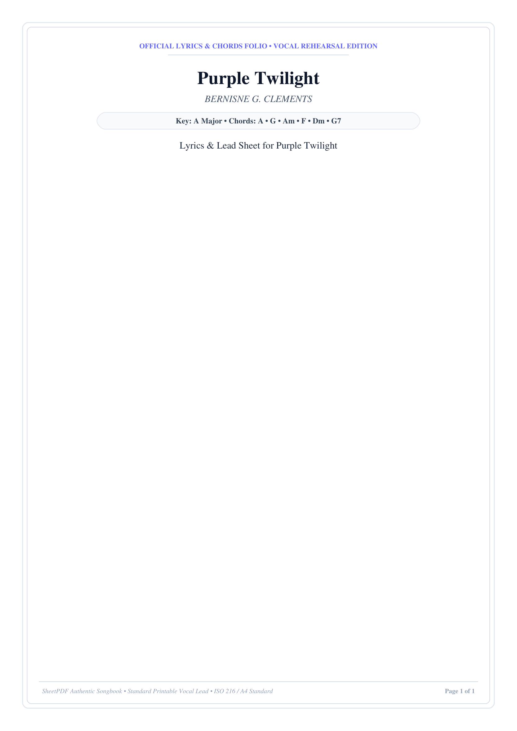 Purple Twilight Piano Sheet Music Page 1 Free PDF