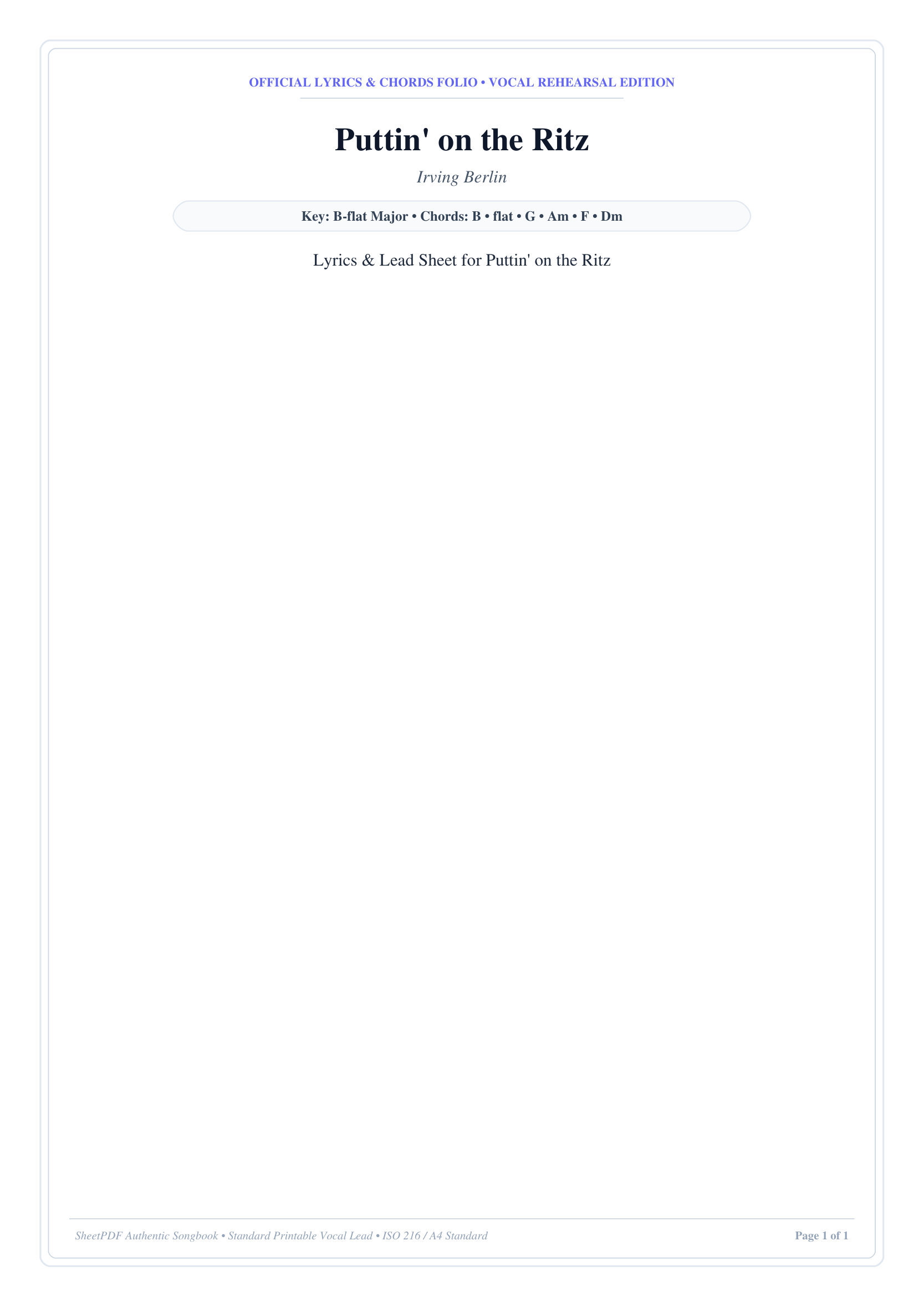 Puttin' on the Ritz Piano Sheet Music Page 1 Free PDF