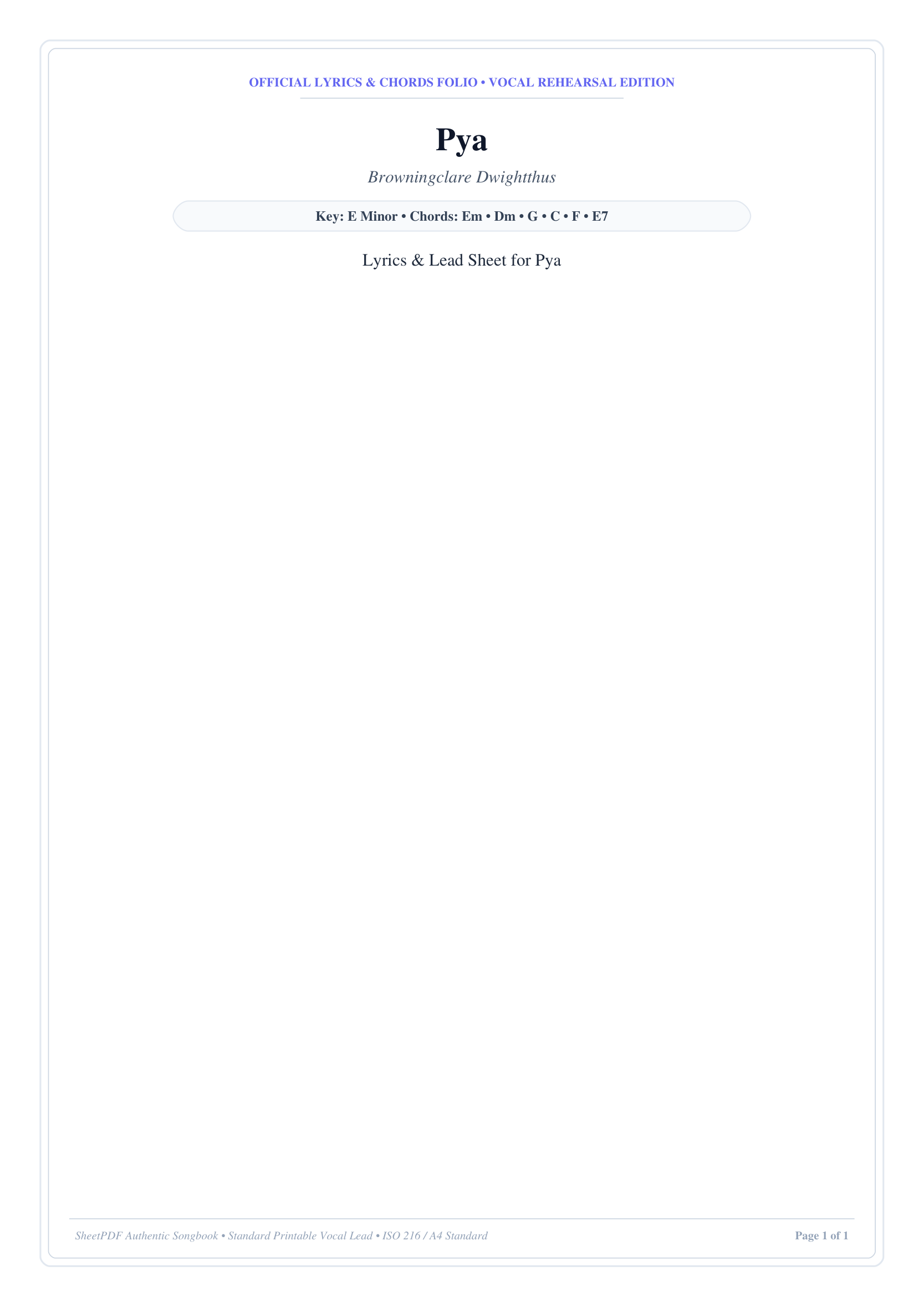Pya Piano Sheet Music Page 1 Free PDF