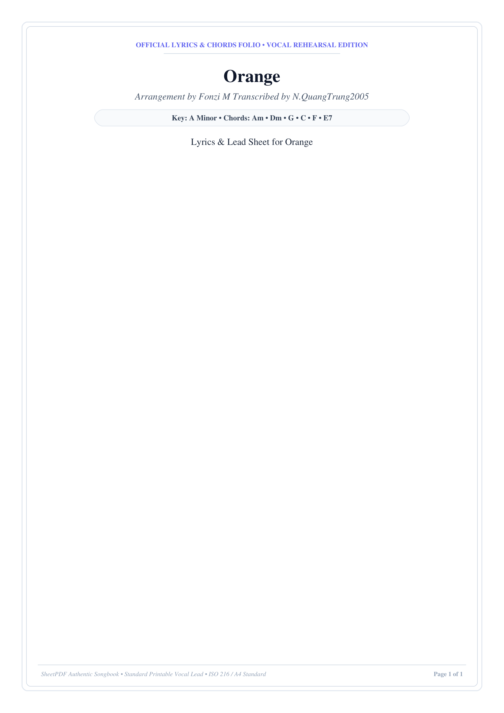 Orange Piano Sheet Music Page 1 Free PDF