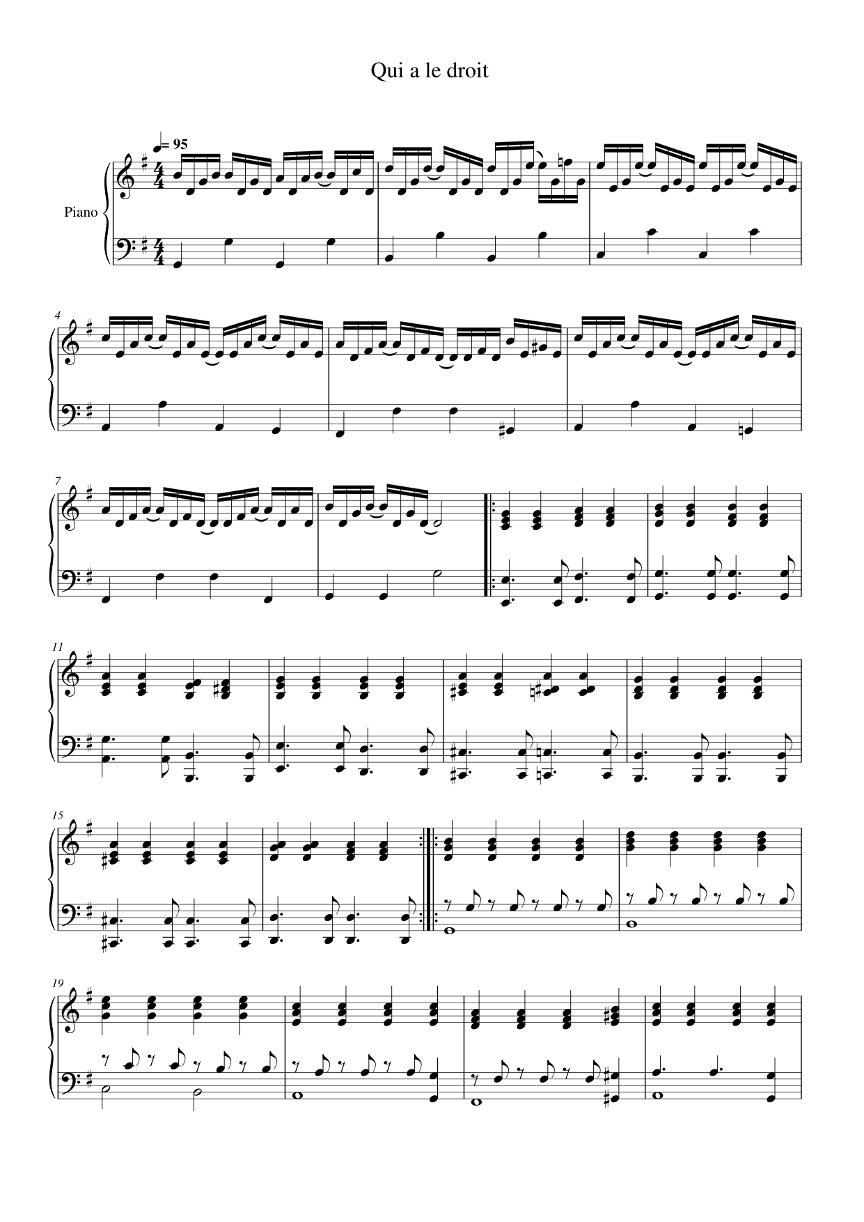 Qui a le droit Piano Sheet Music Page 1 Free PDF