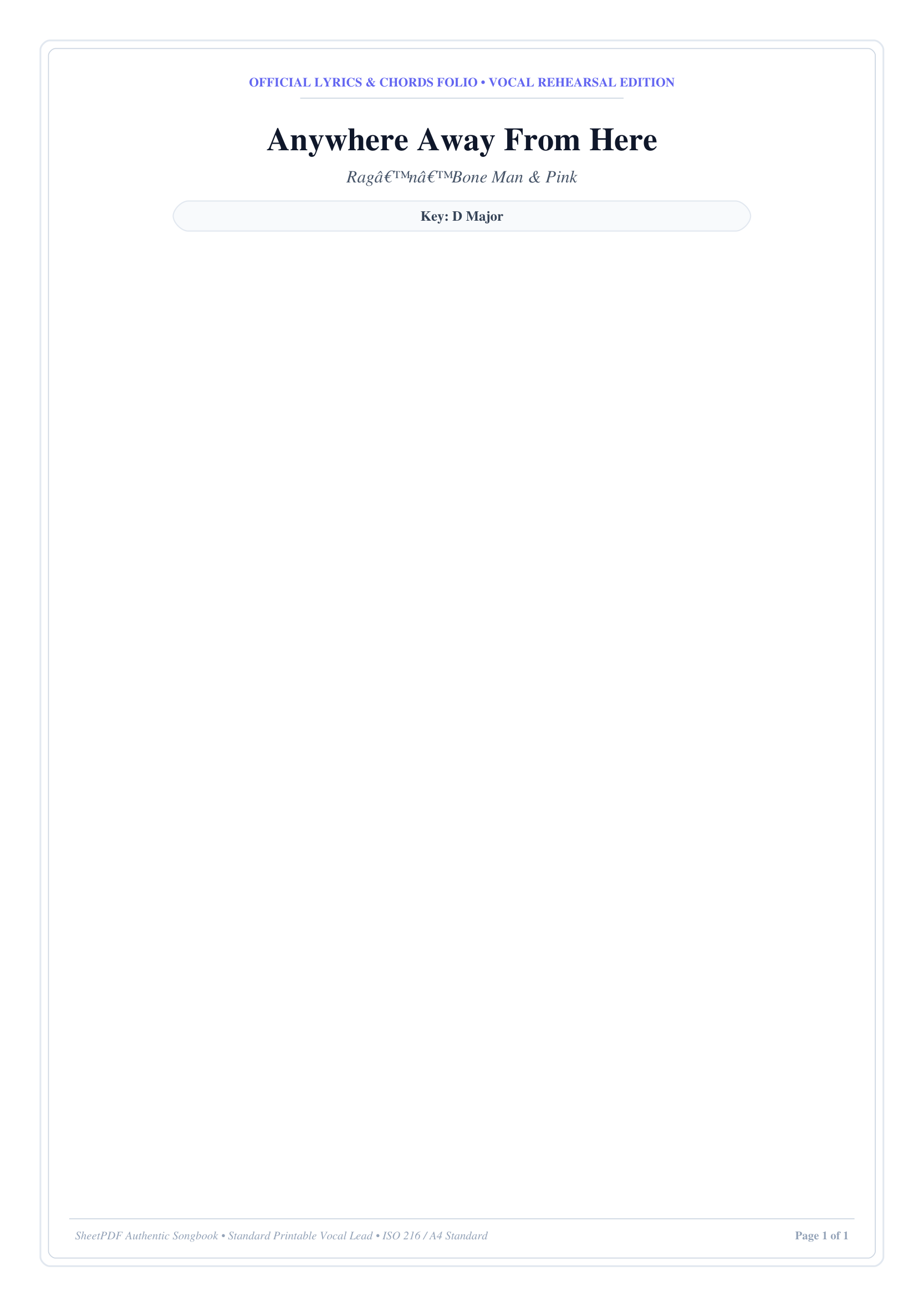 Anywhere Away From Here Piano Sheet Music Page 1 Free PDF