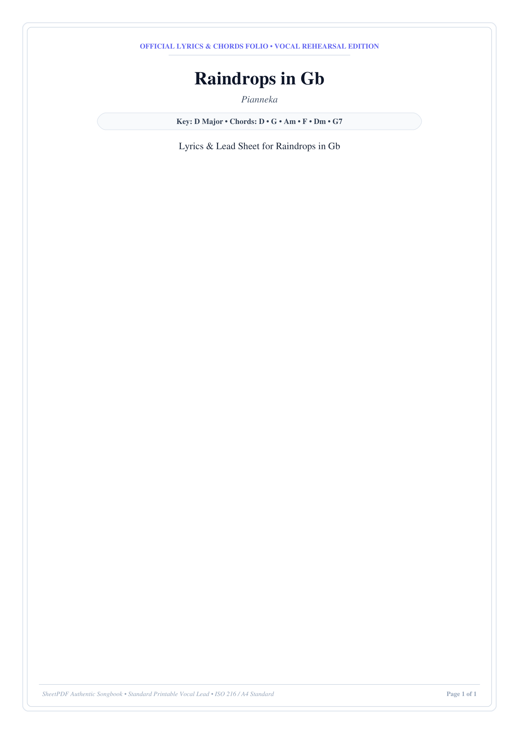 Raindrops in Gb Lyrics & Chords Folio