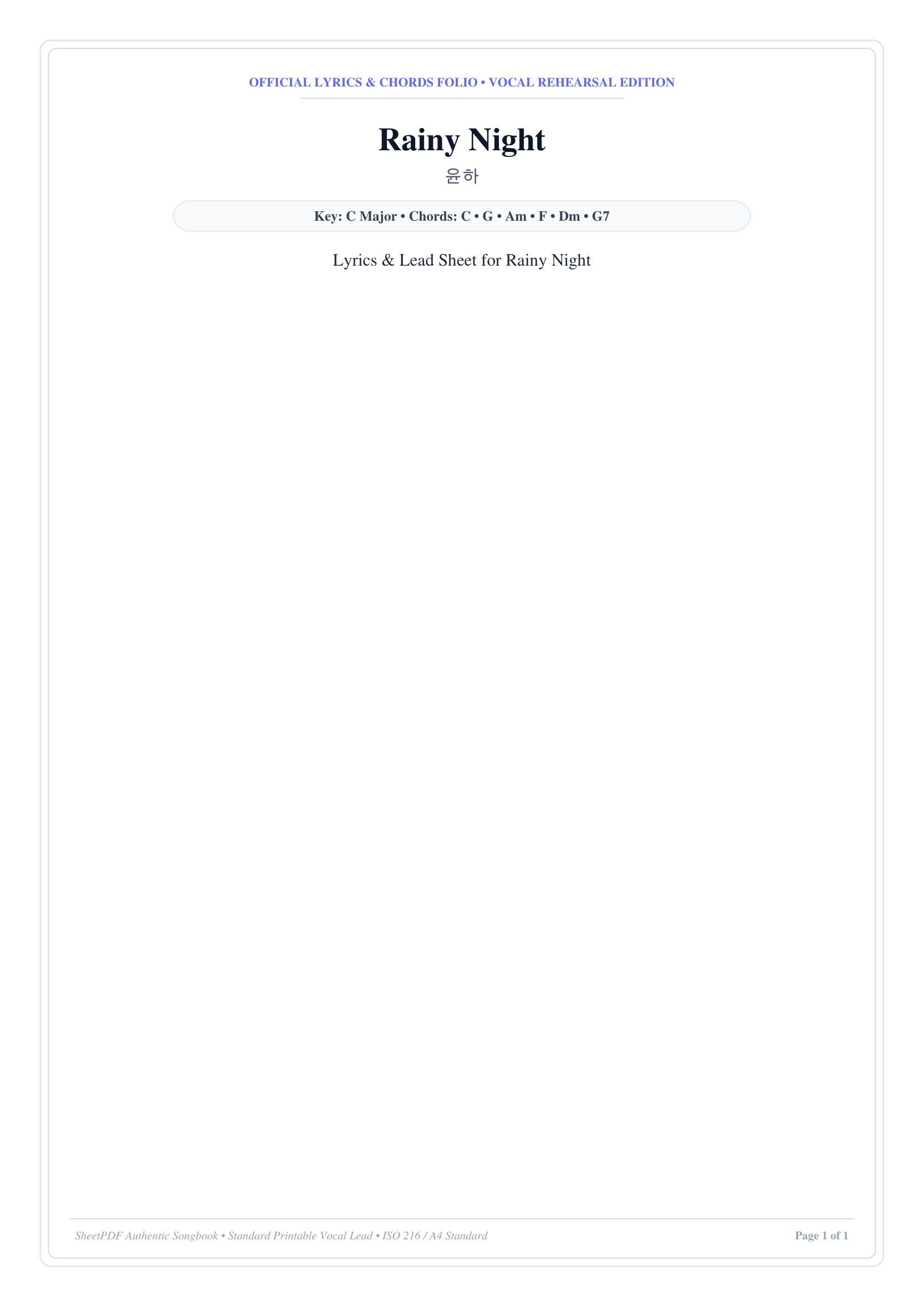 Rainy Night Lyrics & Chords Folio