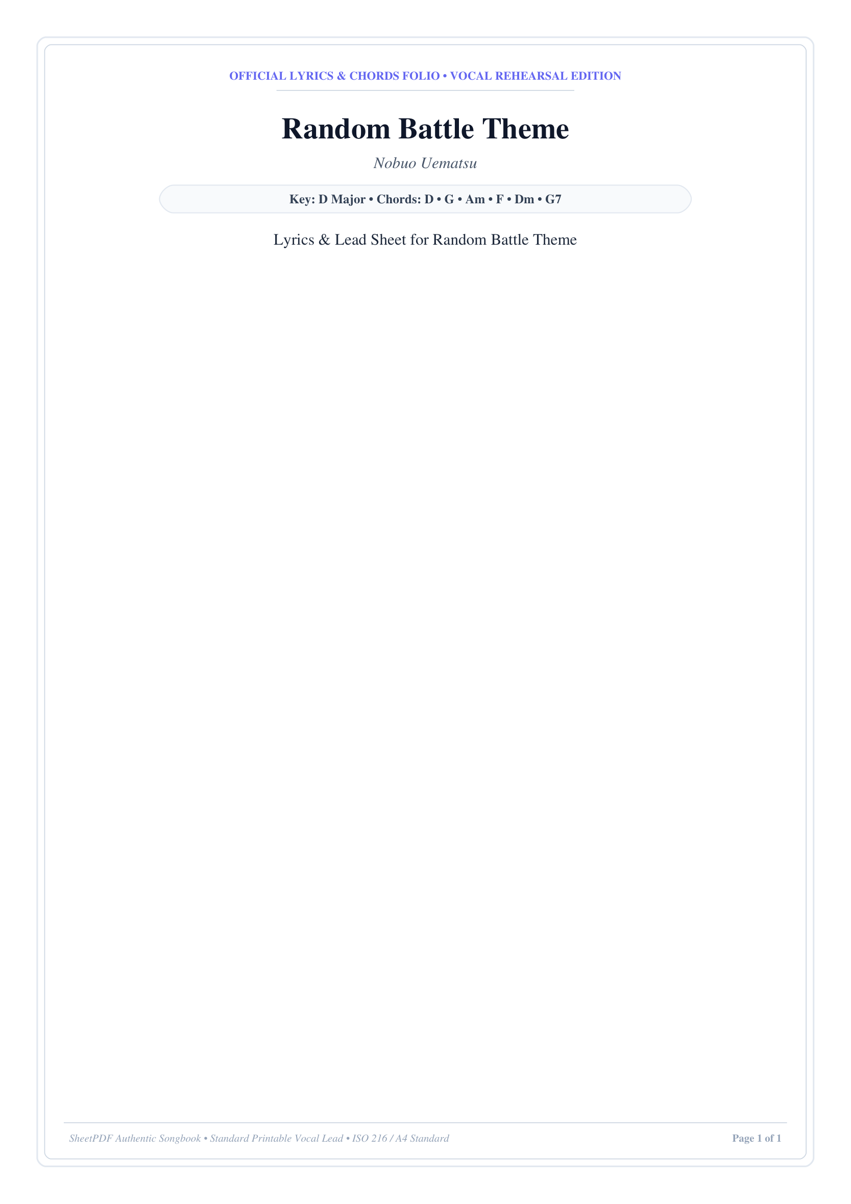 Random Battle Theme Lyrics & Chords Folio