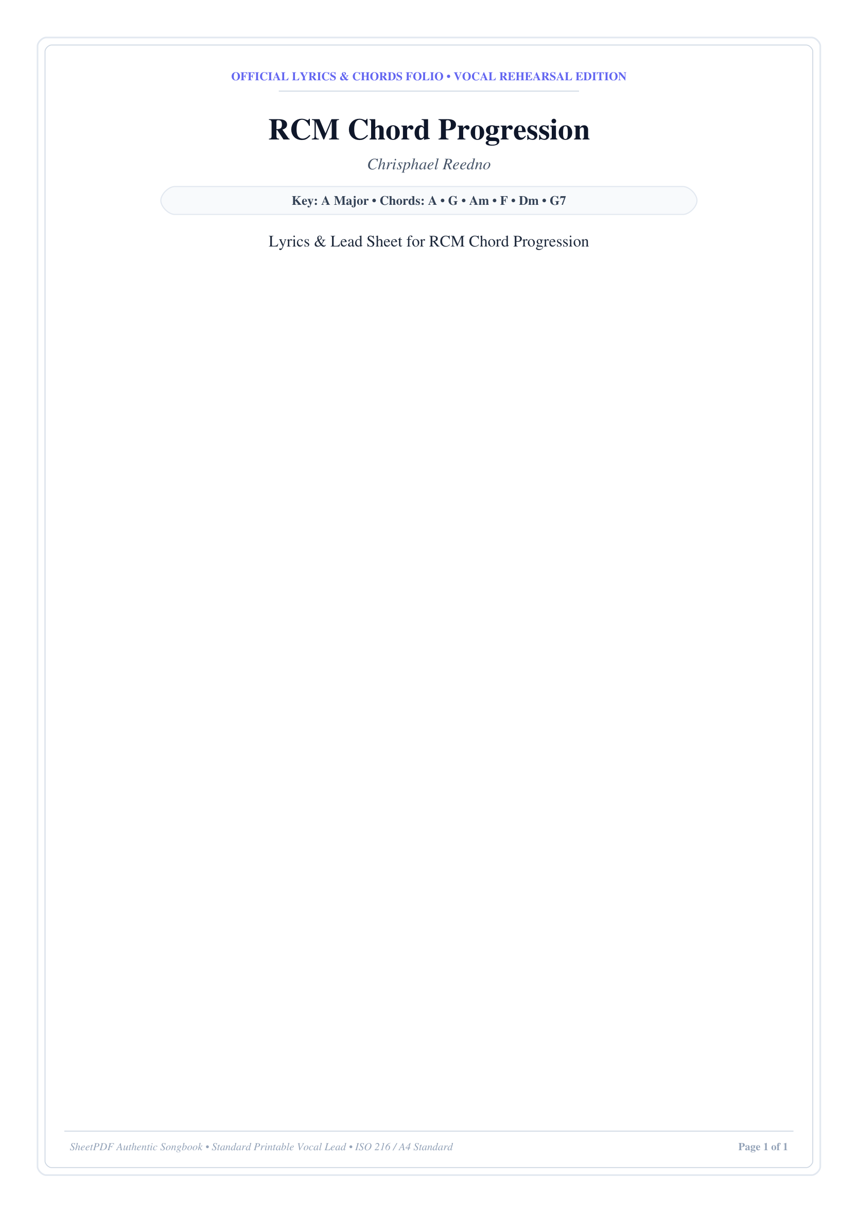 RCM Chord Progression Lyrics & Chords Folio