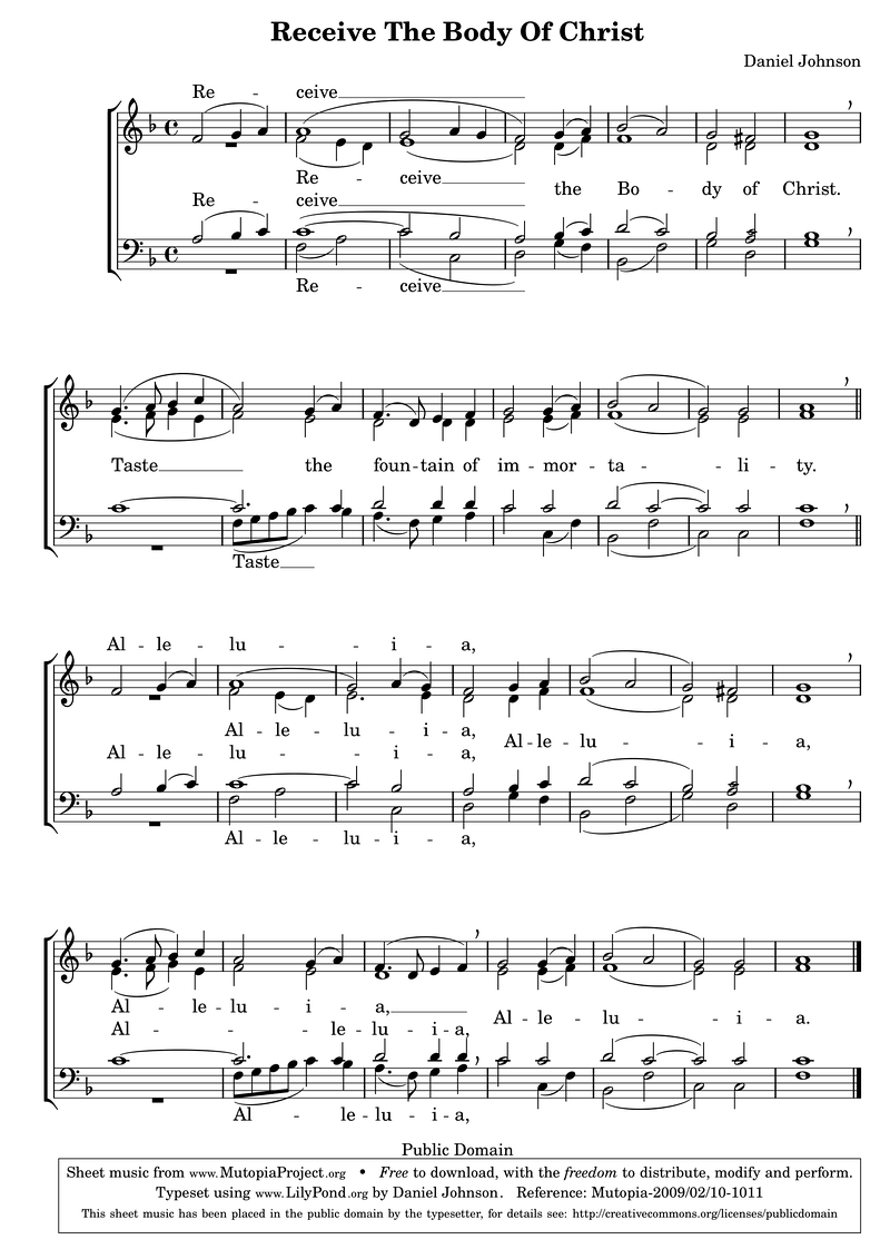 Receive The Body Piano Sheet Music Page 1 Free PDF