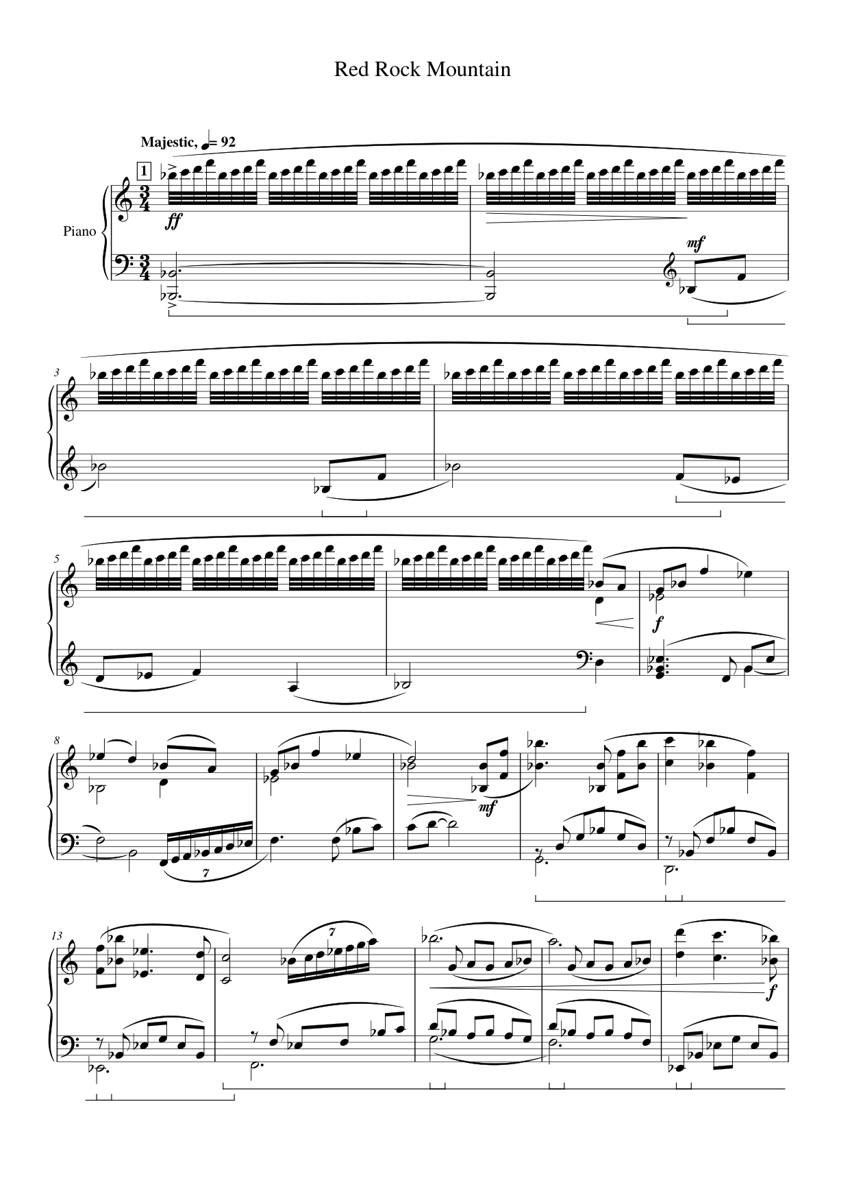 Red Rock Mountain Piano Sheet Music Page 1 Free PDF