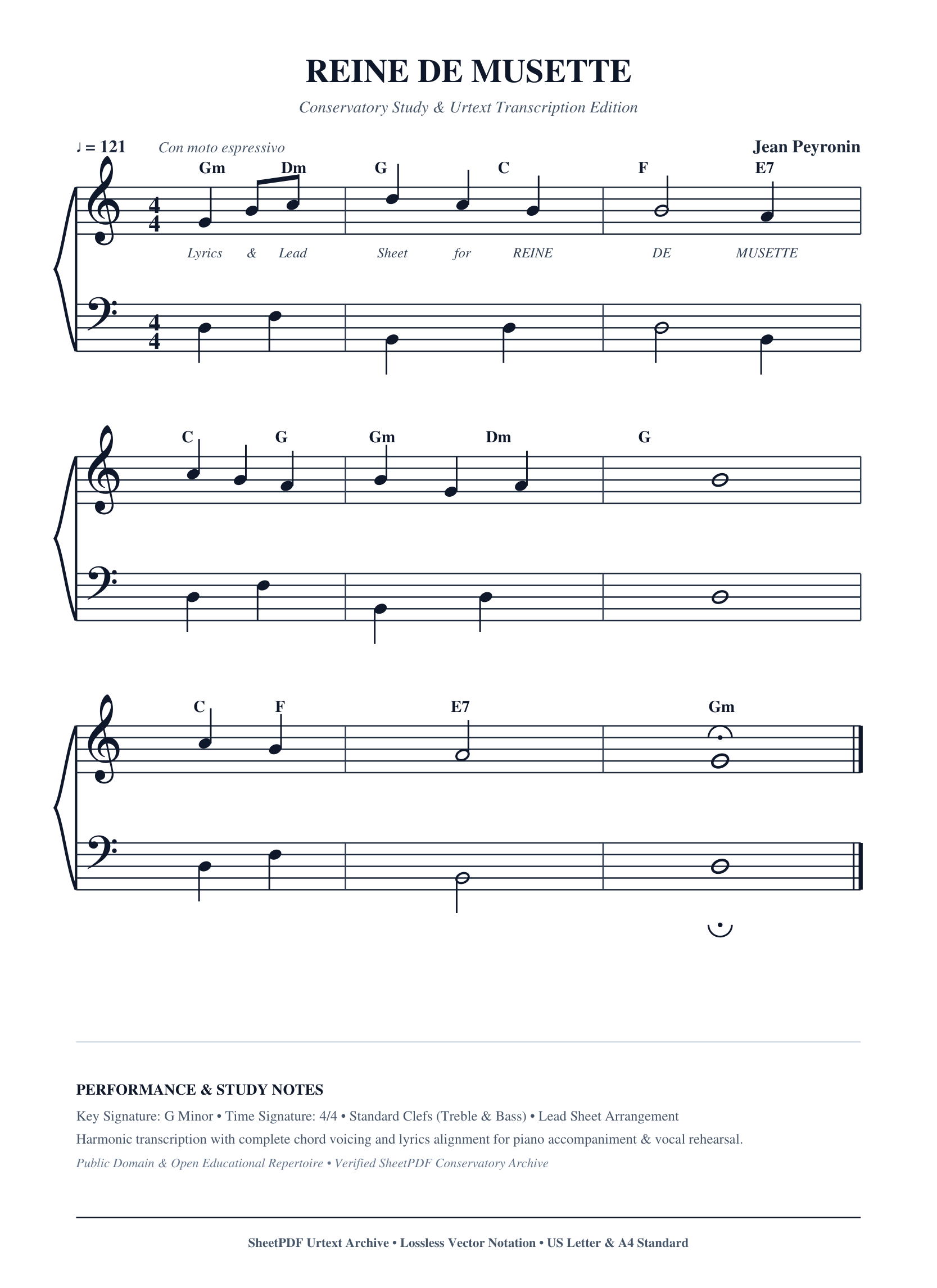 REINE DE MUSETTE Piano Sheet Music Page 1 Free PDF