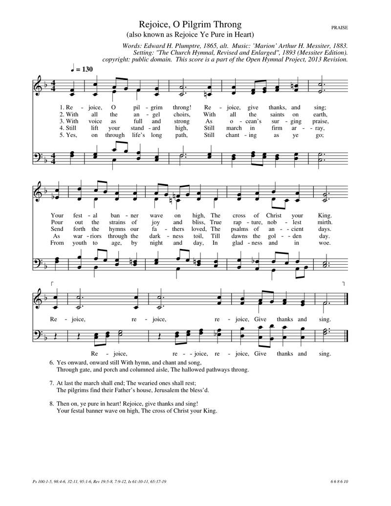 Rejoice, O Pilgrim Throng Piano Sheet Music Page 1 Free PDF