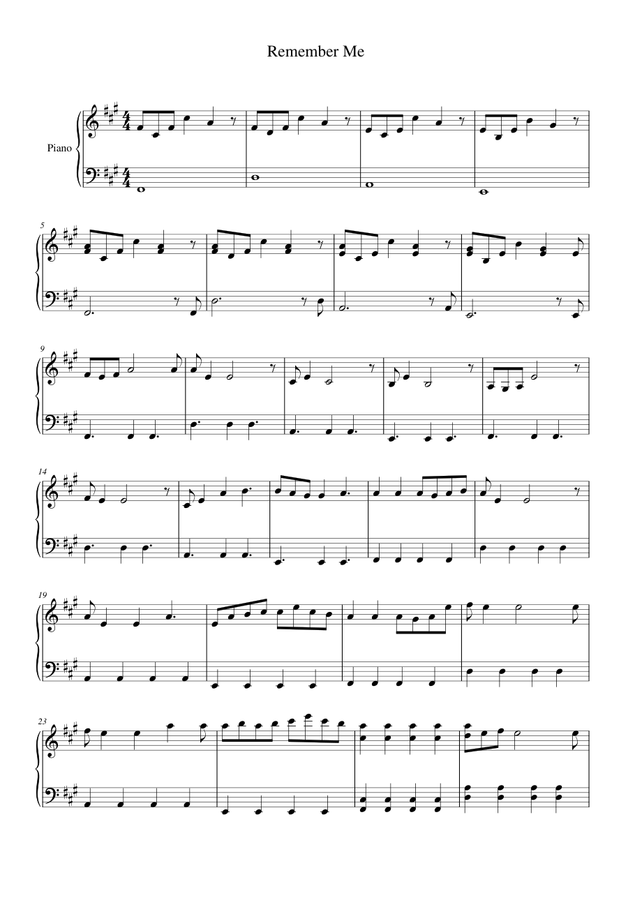 Remember Me Lyrics & Chords Folio