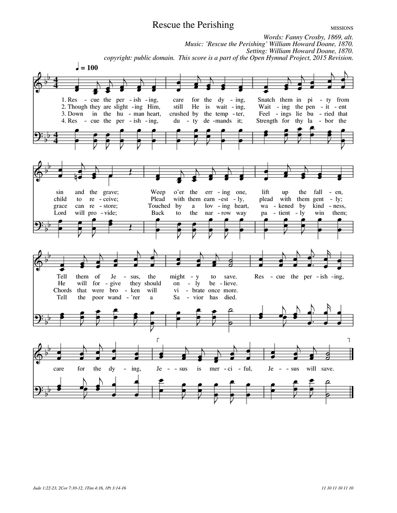 Rescue the Perishing Piano Sheet Music Page 1 Free PDF