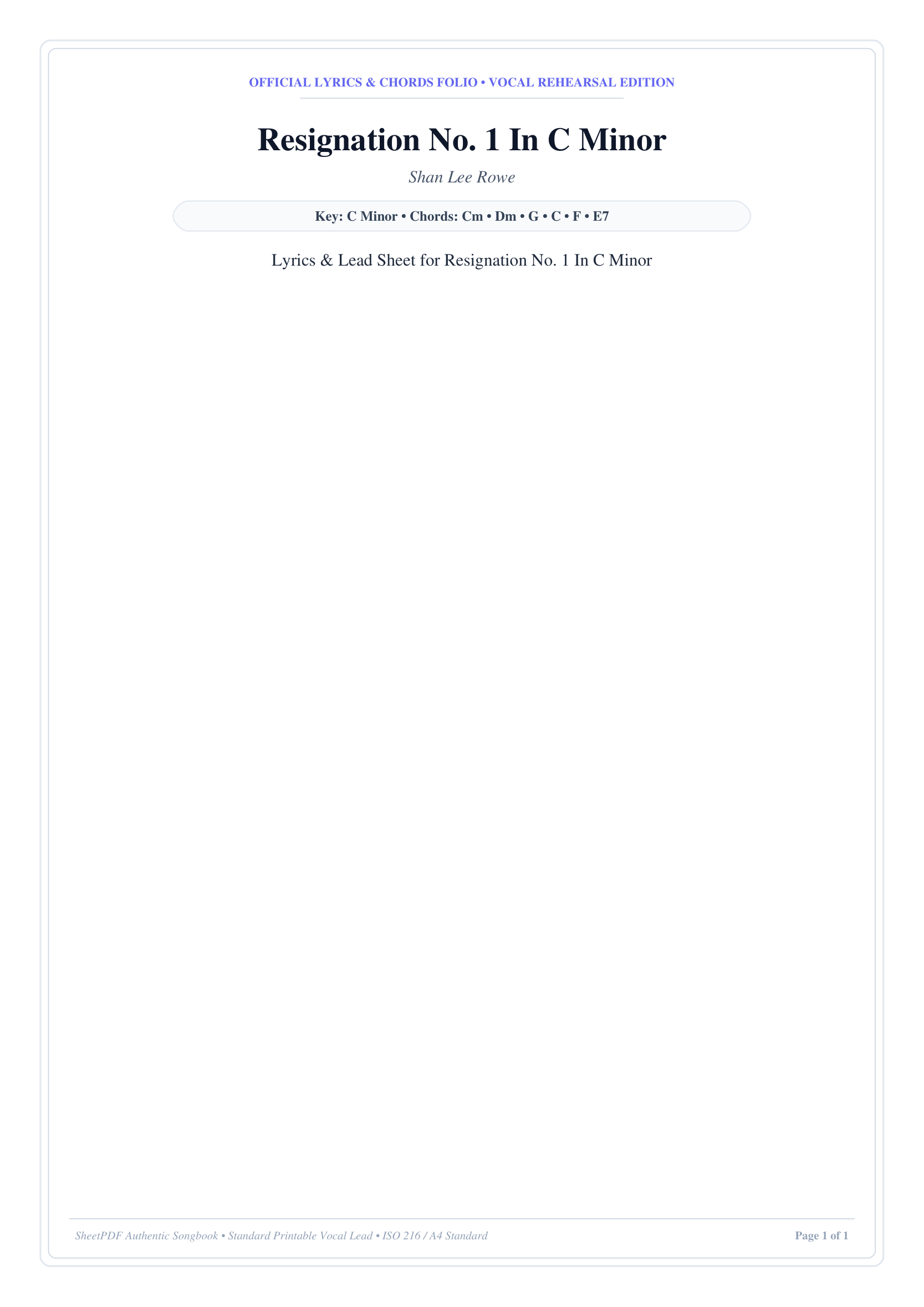 Resignation No. 1 In C Minor Piano Sheet Music Page 1 Free PDF