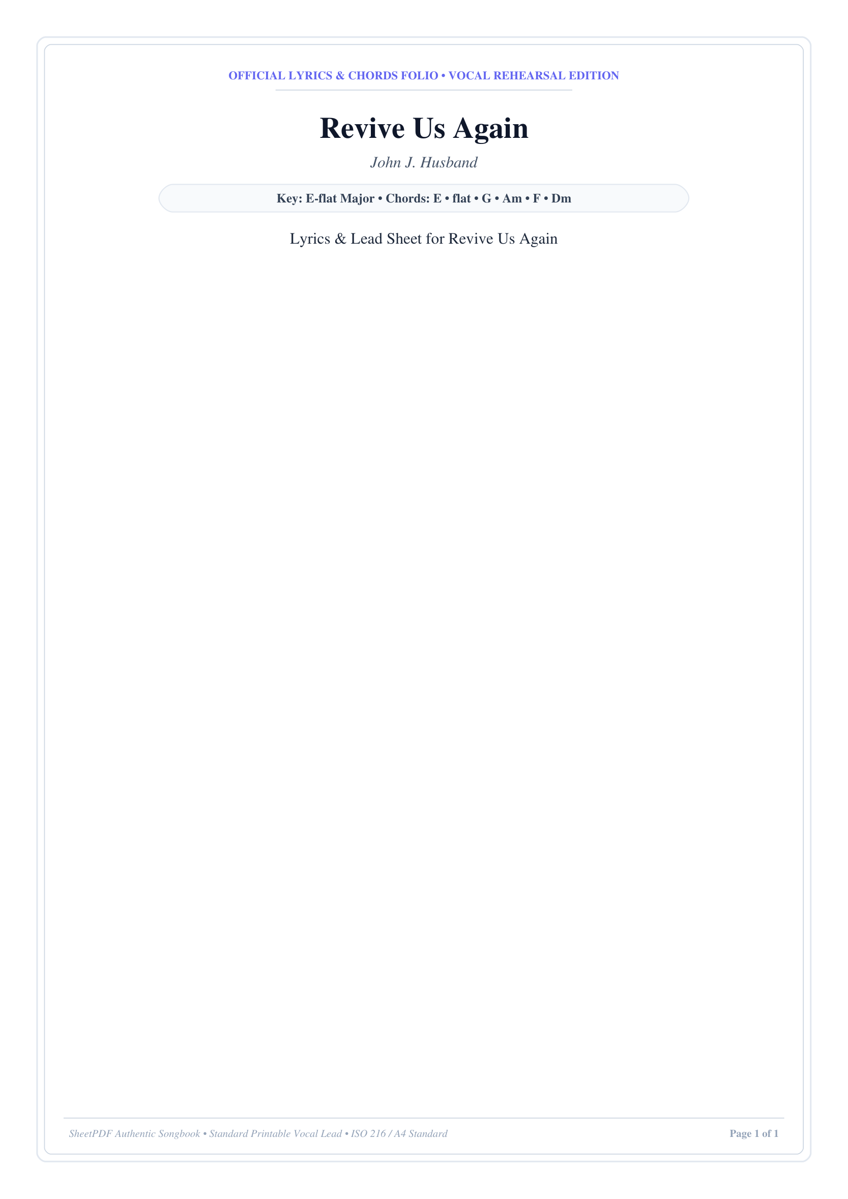 Revive Us Again Piano Sheet Music Page 1 Free PDF