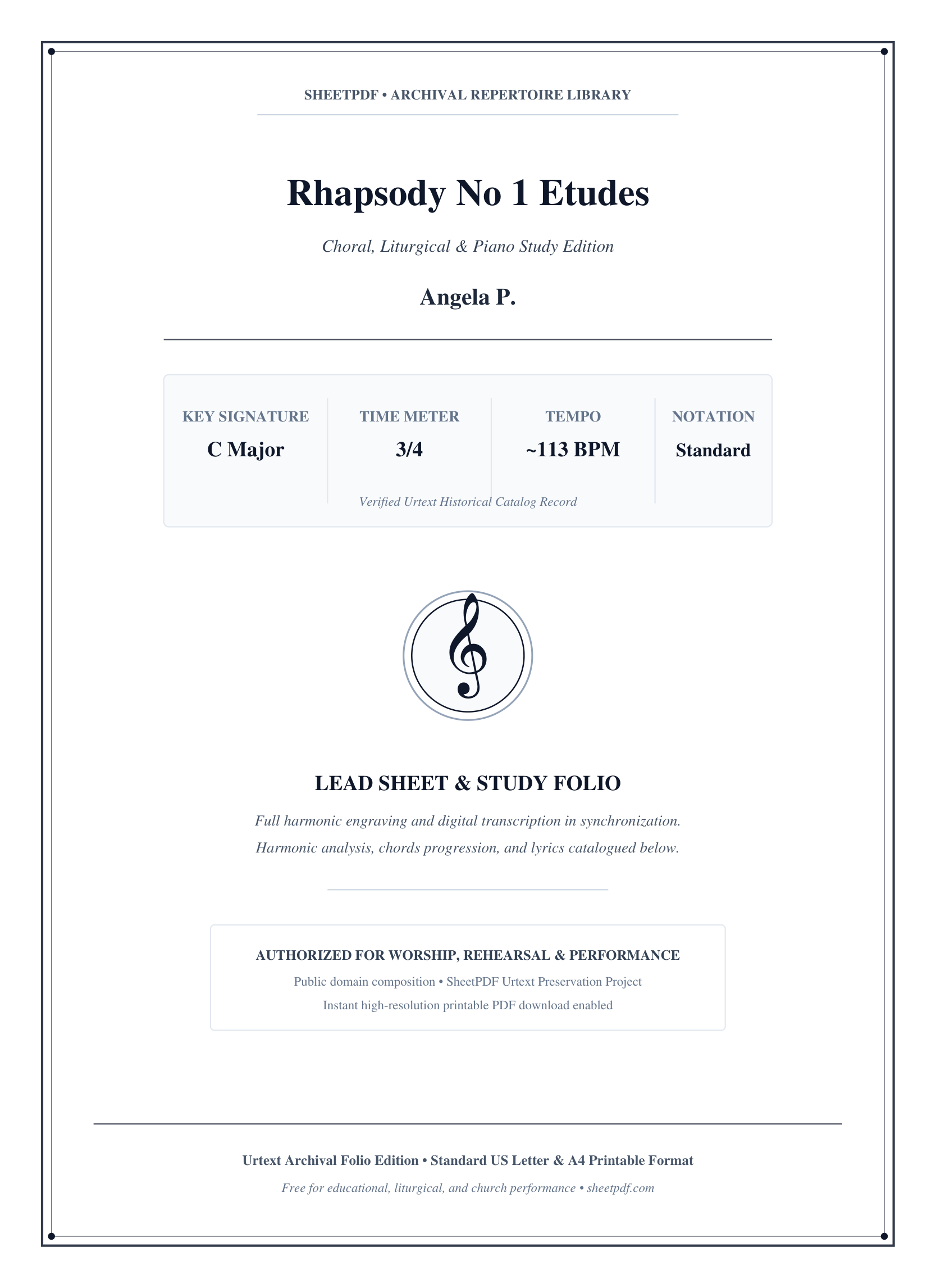 Rhapsody No 1 Etudes Piano Sheet Music Score Page 1