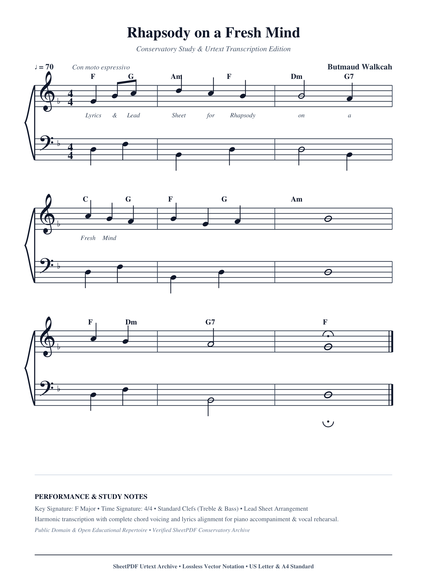 Rhapsody on a Fresh Mind Piano Sheet Music Page 1 Free PDF