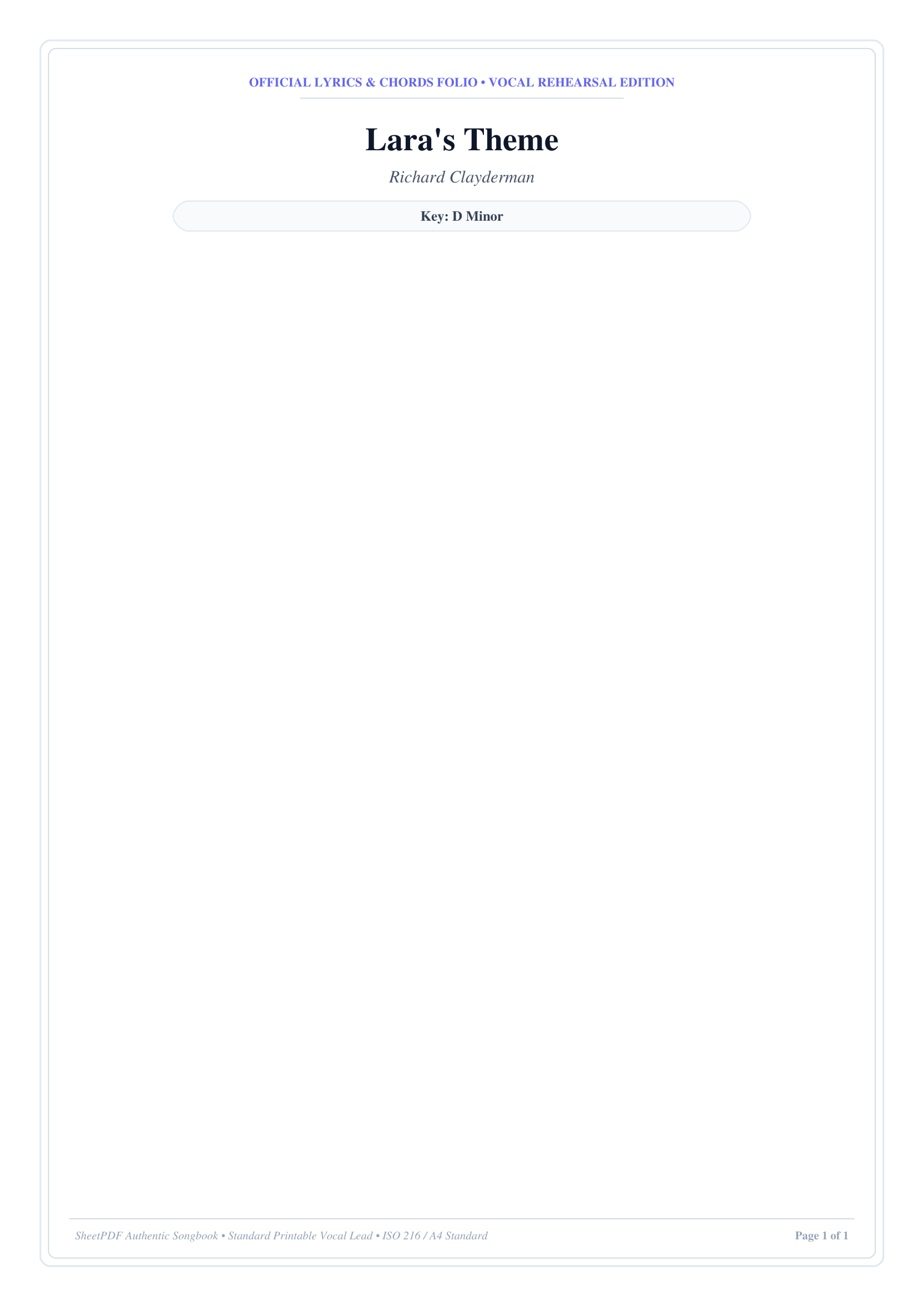 Lara's Theme Piano Sheet Music Page 1 Free PDF