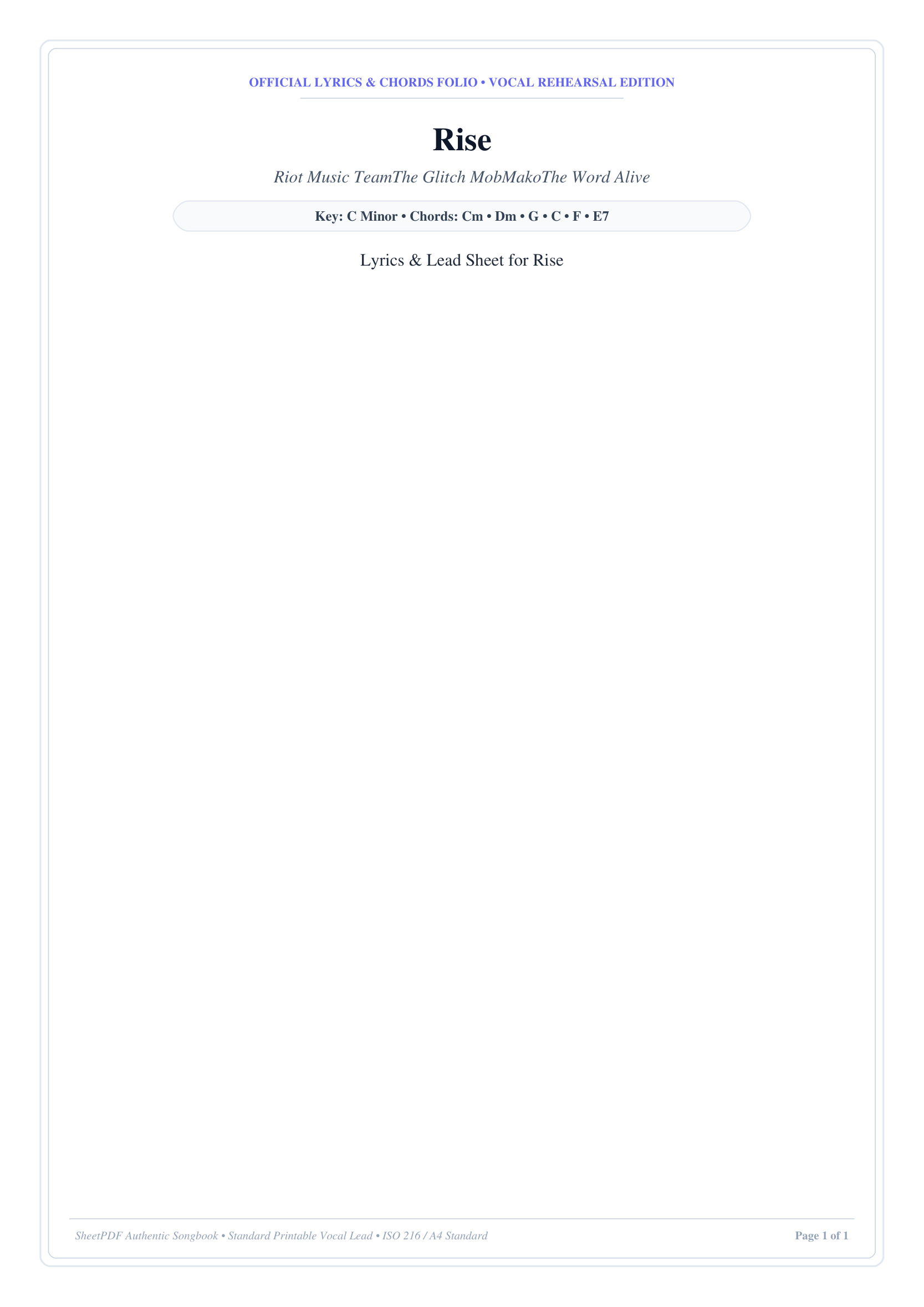 Rise Piano Sheet Music Page 1 Free PDF