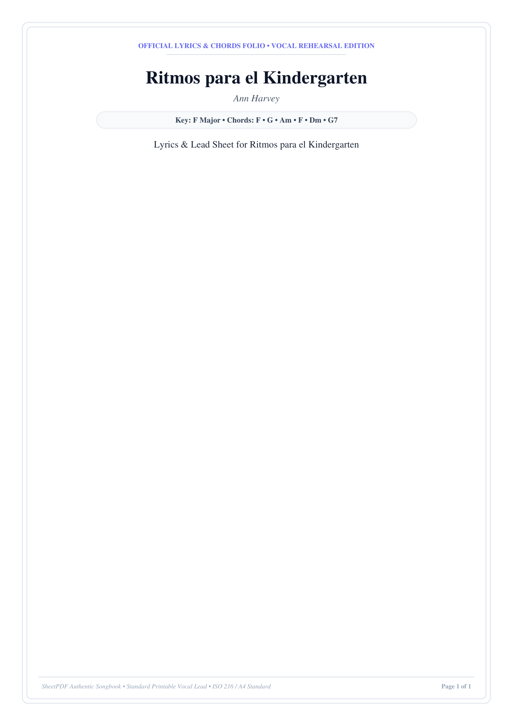 Ritmos para el Kindergarten Piano Sheet Music Page 1 Free PDF