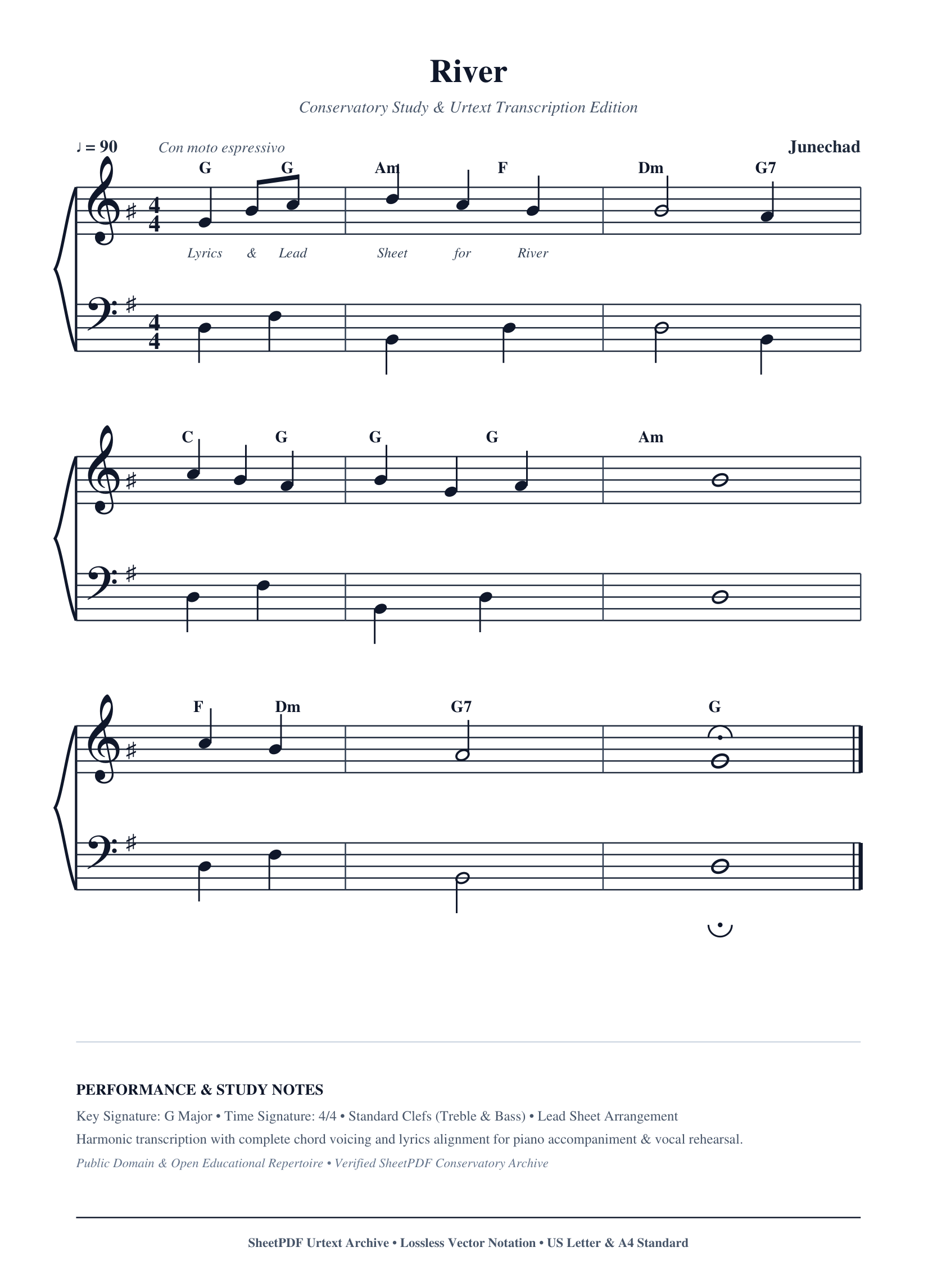 River Piano Sheet Music Score Page 1