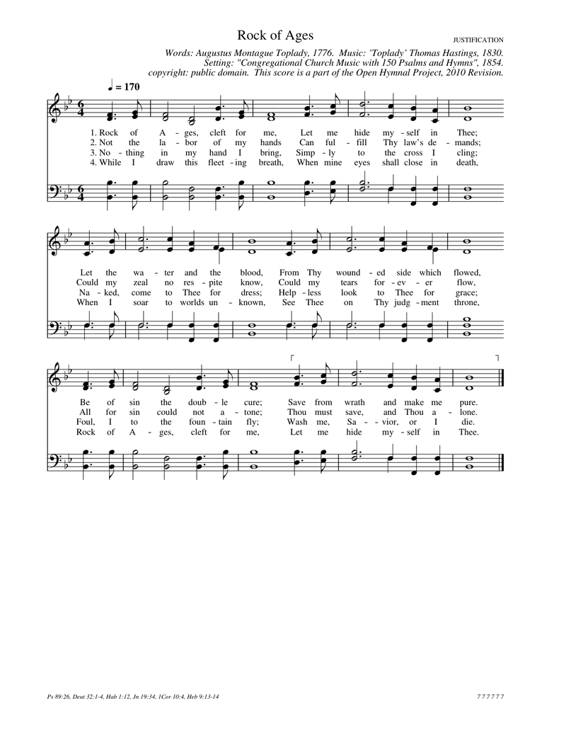 Rock Of Ages Piano Sheet Music Page 1 Free PDF