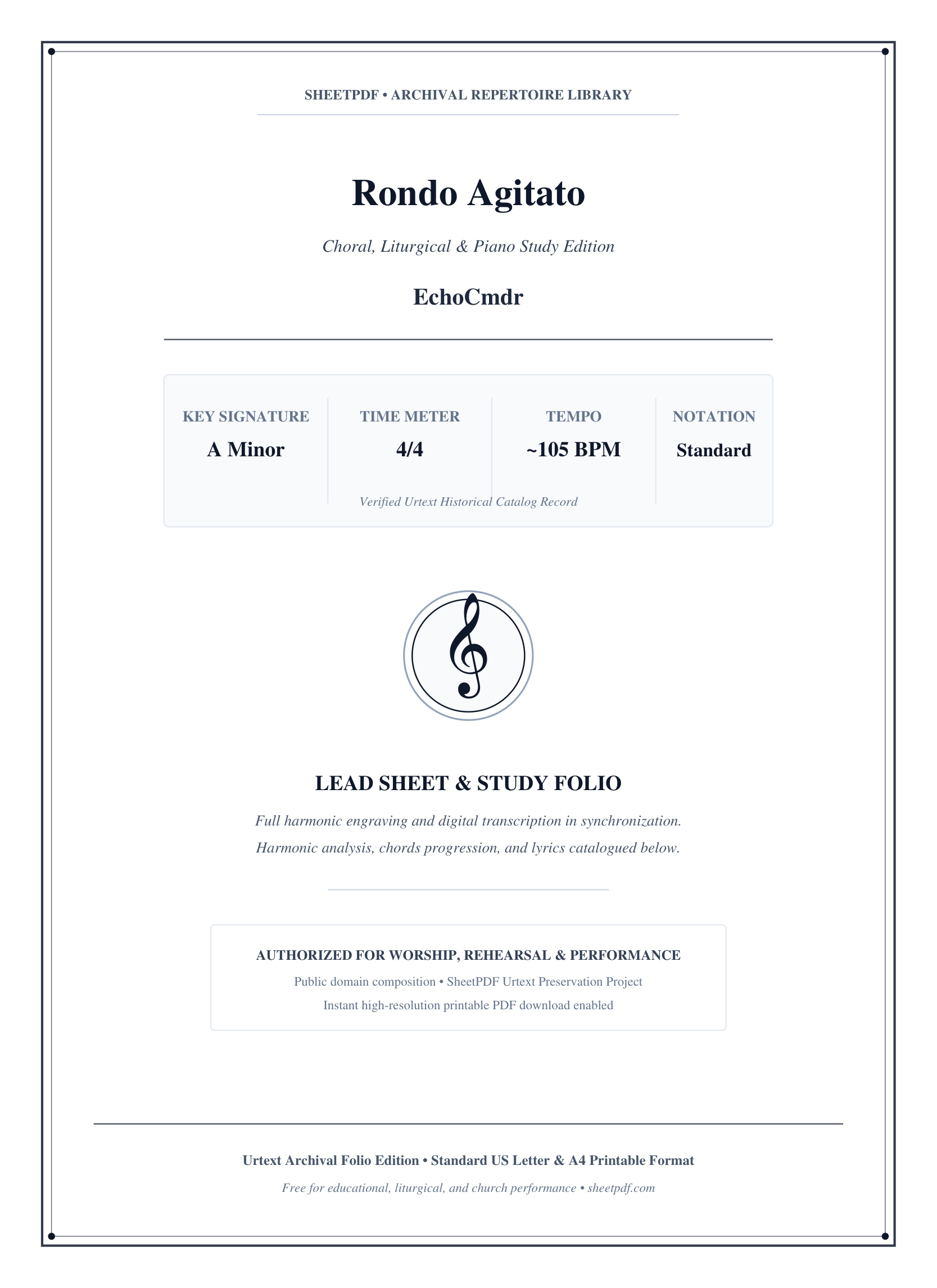 Rondo Agitato Piano Sheet Music Score Page 1