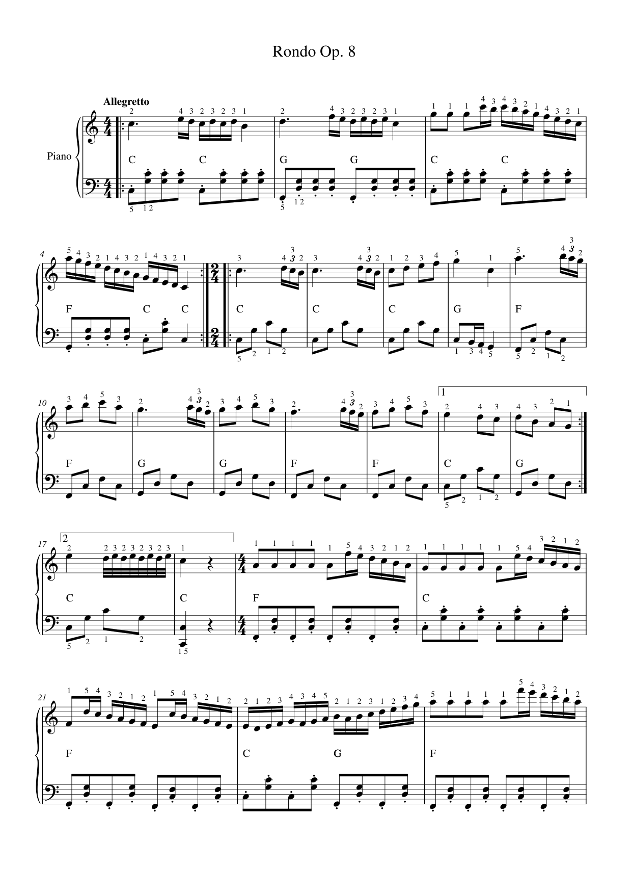 Rondo Op. 8 Piano Sheet Music Page 1 Free PDF