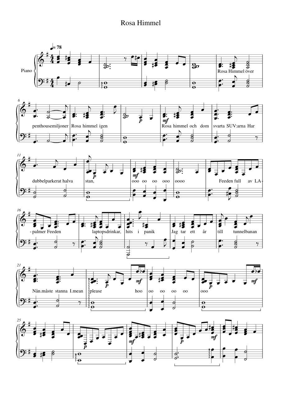Rosa Himmel Lyrics & Chords Folio