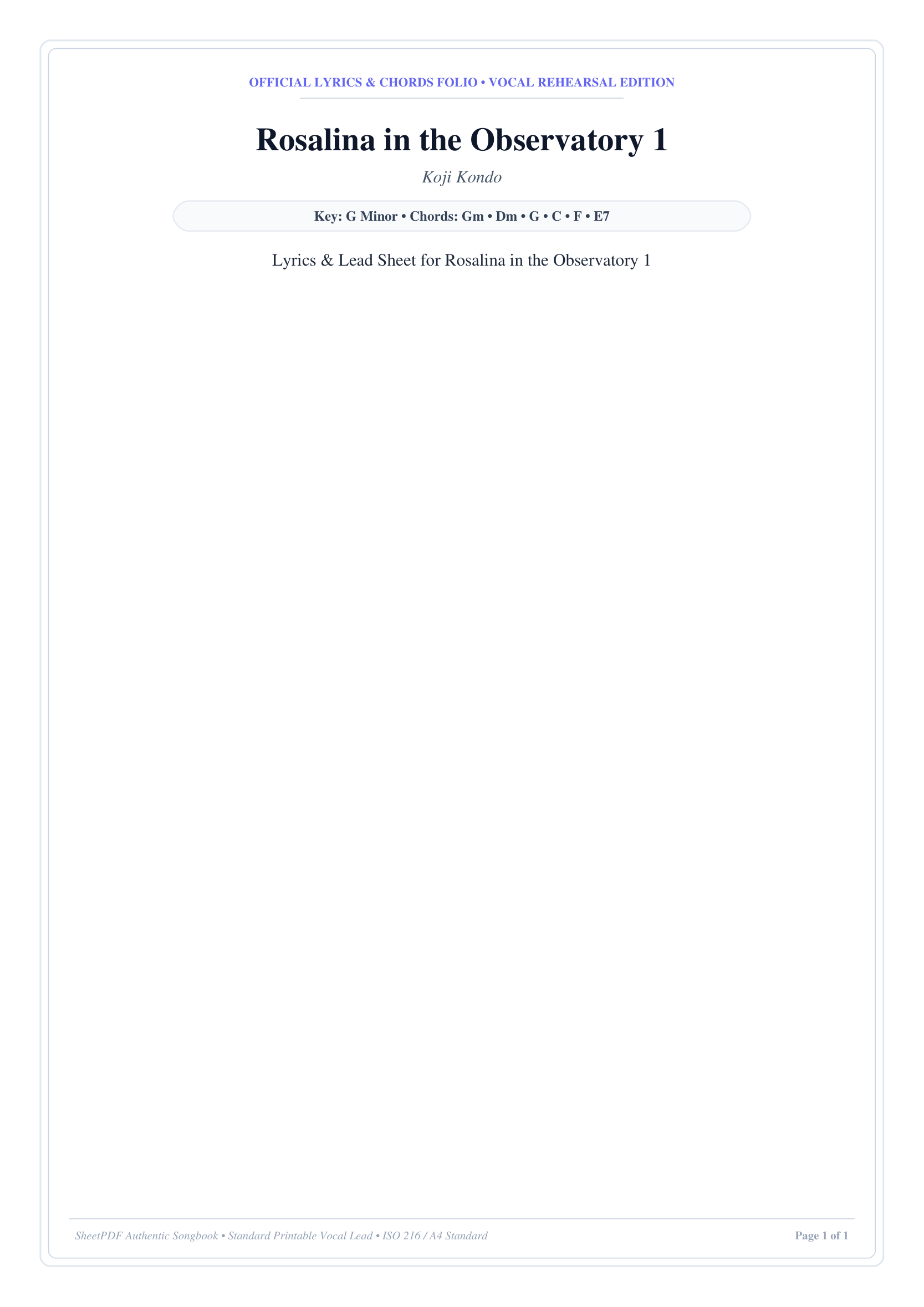 Rosalina in the Observatory 1 Piano Sheet Music Page 1 Free PDF