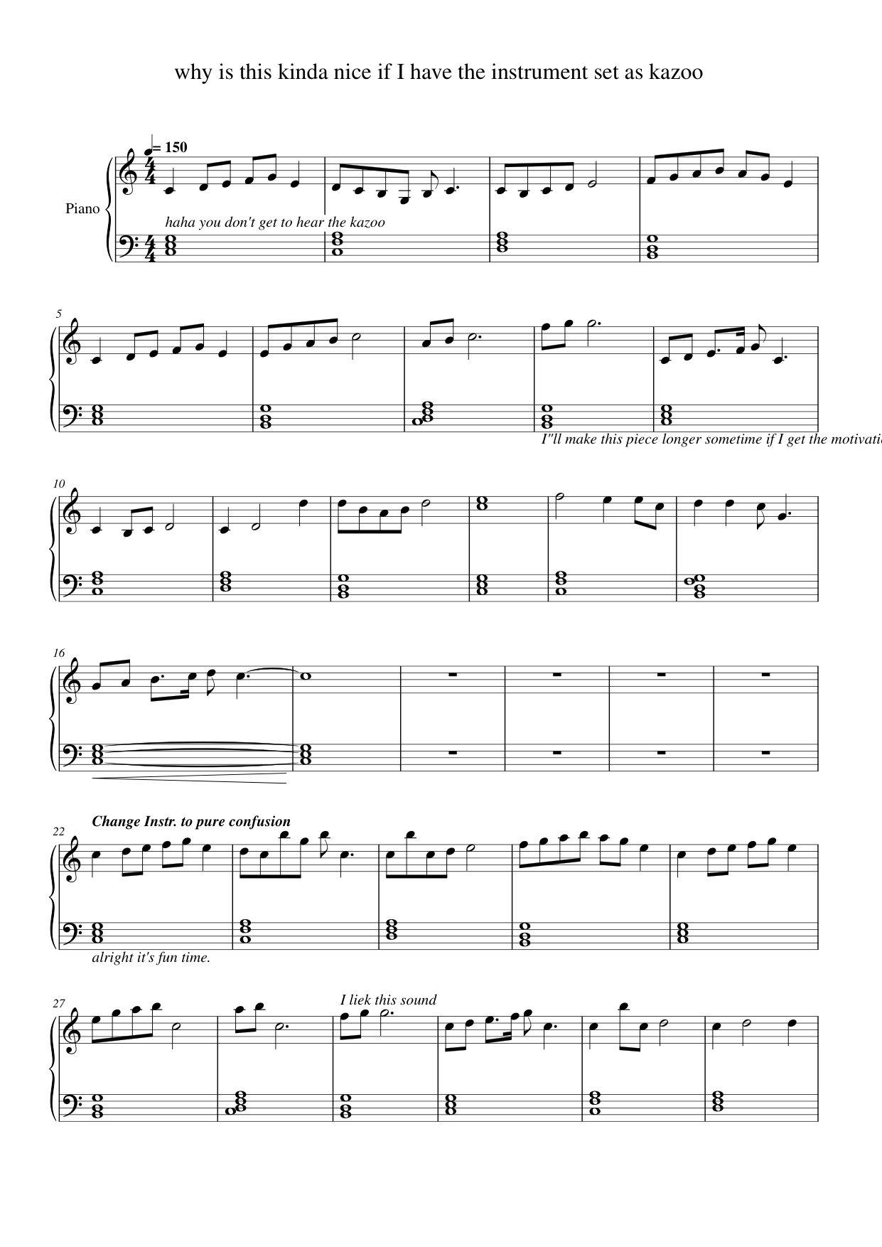 why is this kinda nice if I have the instrument set as kazoo Piano Sheet Music Page 1 Free PDF