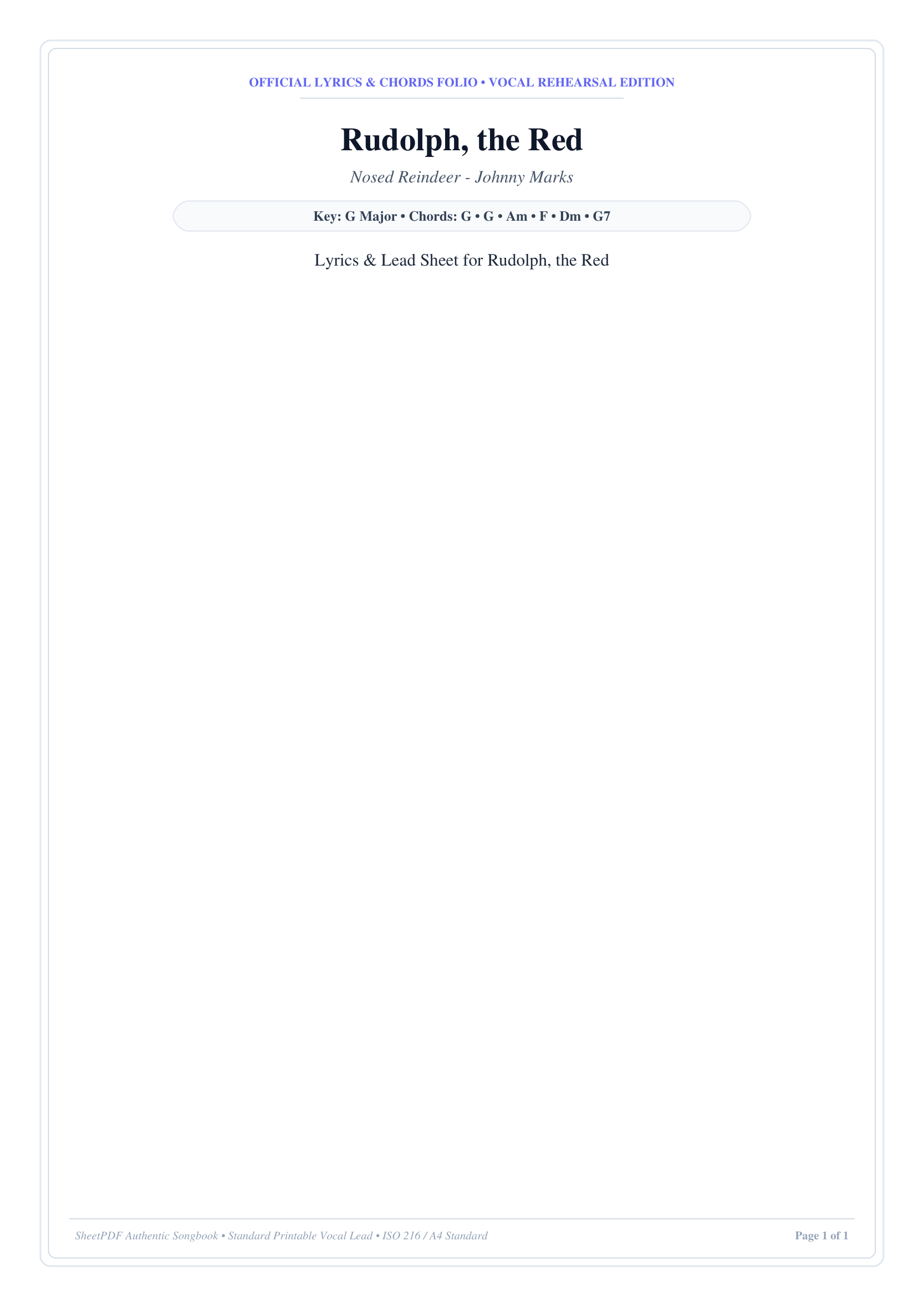 Rudolph, the Red Piano Sheet Music Page 1 Free PDF