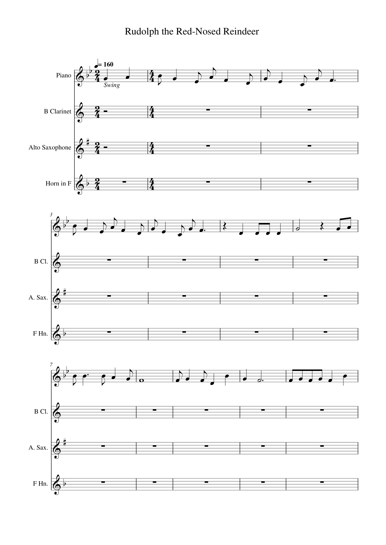 Rudolph the Red Piano Sheet Music Page 1 Free PDF