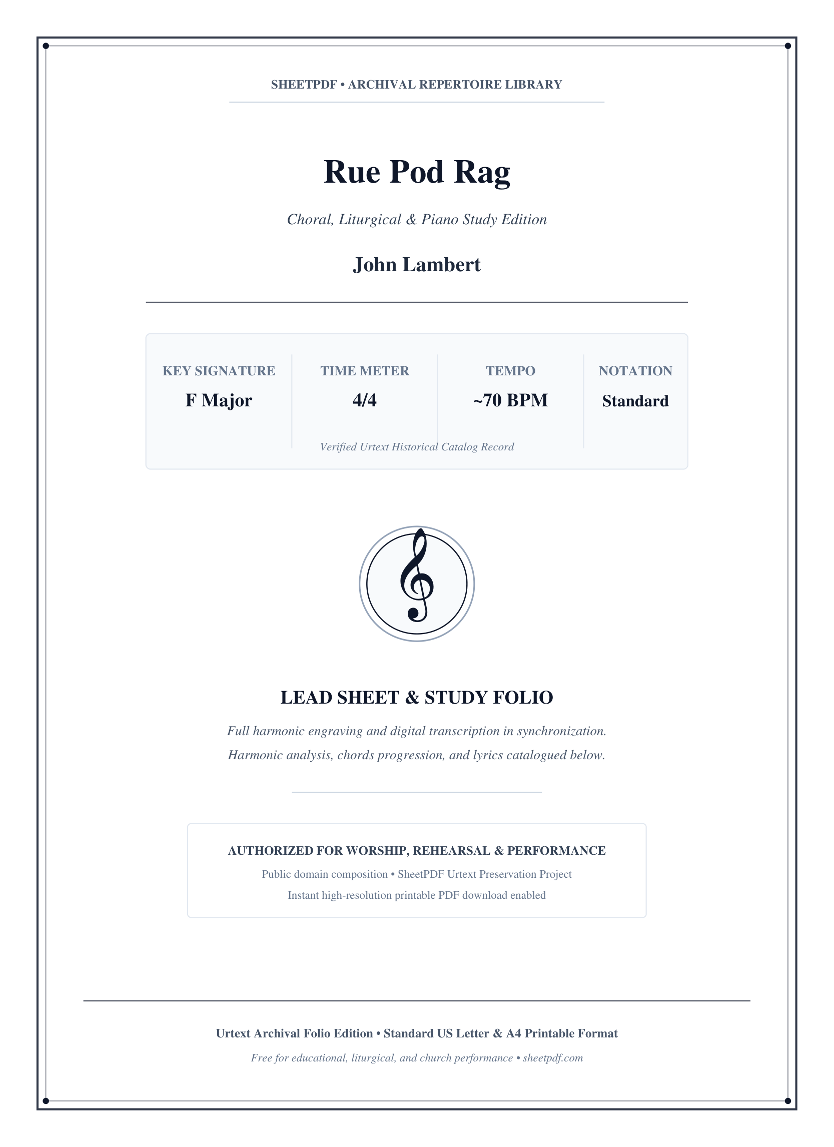 Rue Pod Rag Piano Sheet Music Page 1 Free PDF