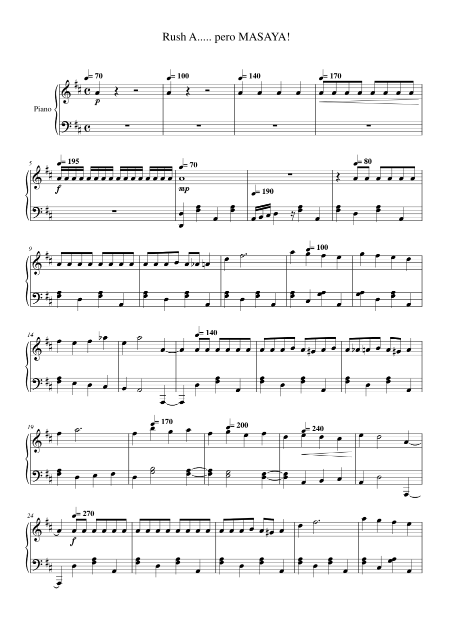Rush A..... pero MASAYA! Piano Sheet Music Page 1 Free PDF