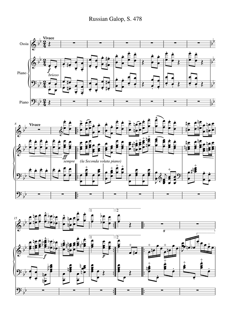 Russian Galop, S. 478 Piano Sheet Music Page 1 Free PDF