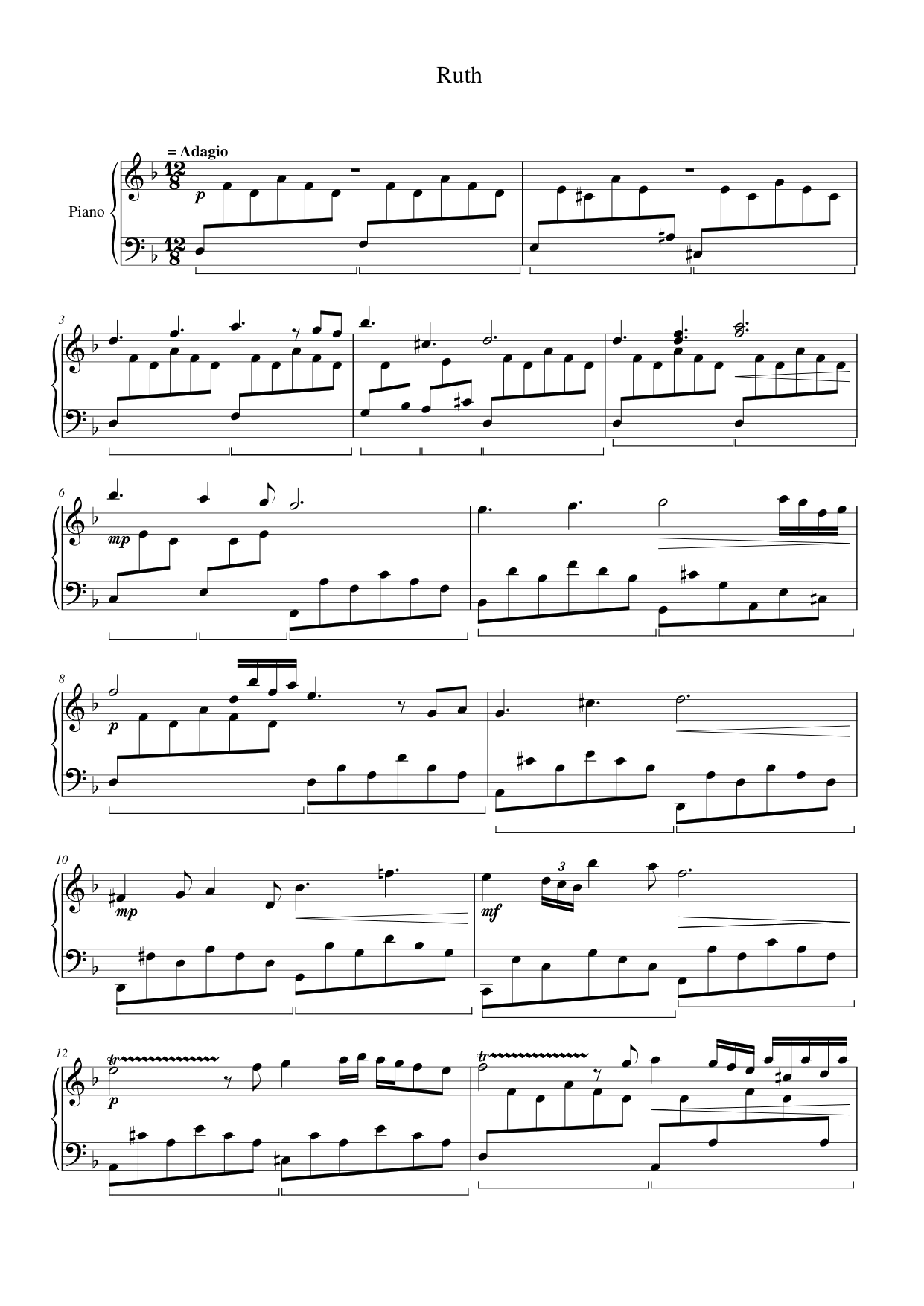 Ruth Piano Sheet Music Page 1 Free PDF