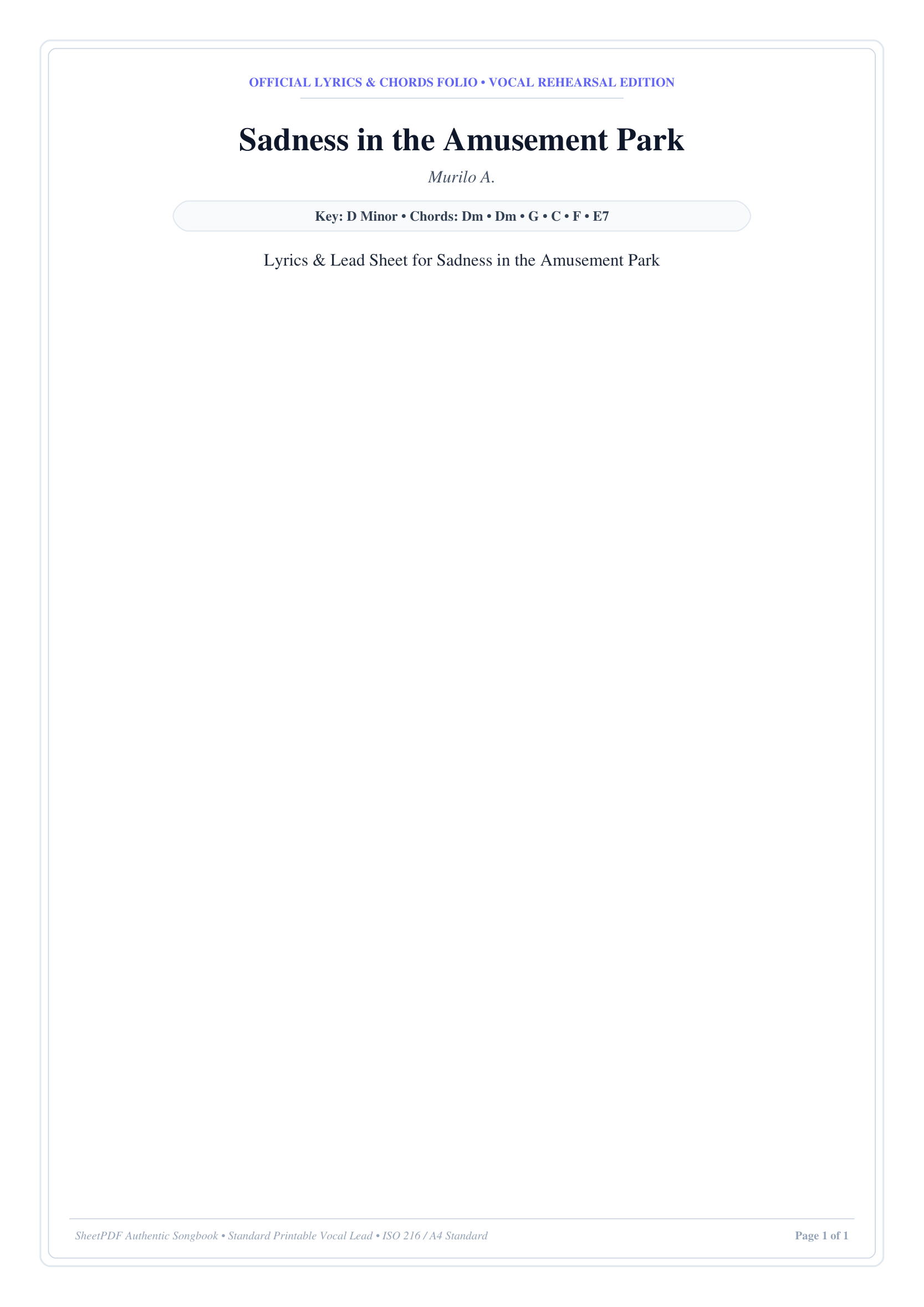 Sadness in the Amusement Park Piano Sheet Music Page 1 Free PDF