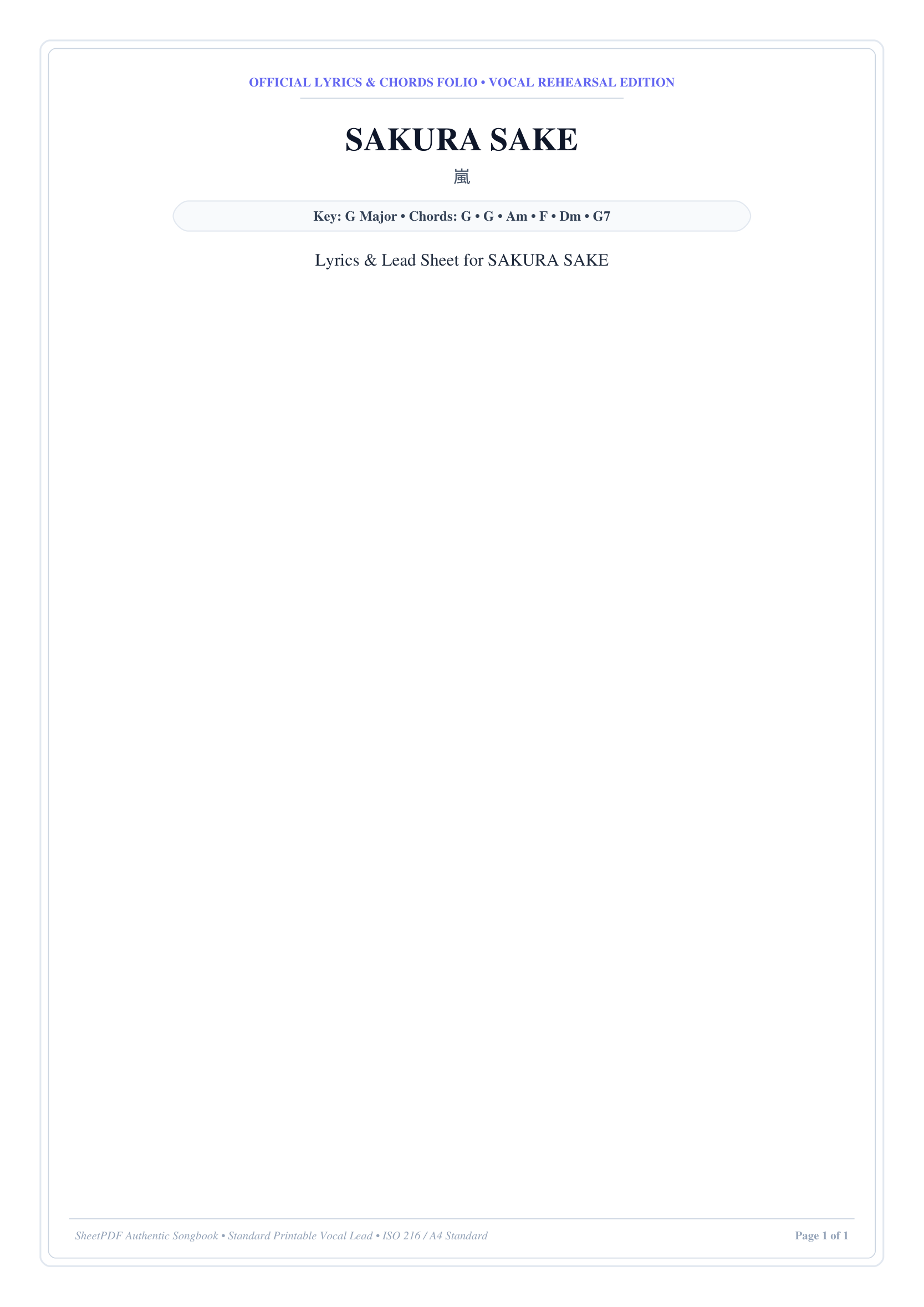 SAKURA SAKE Lyrics & Chords Folio