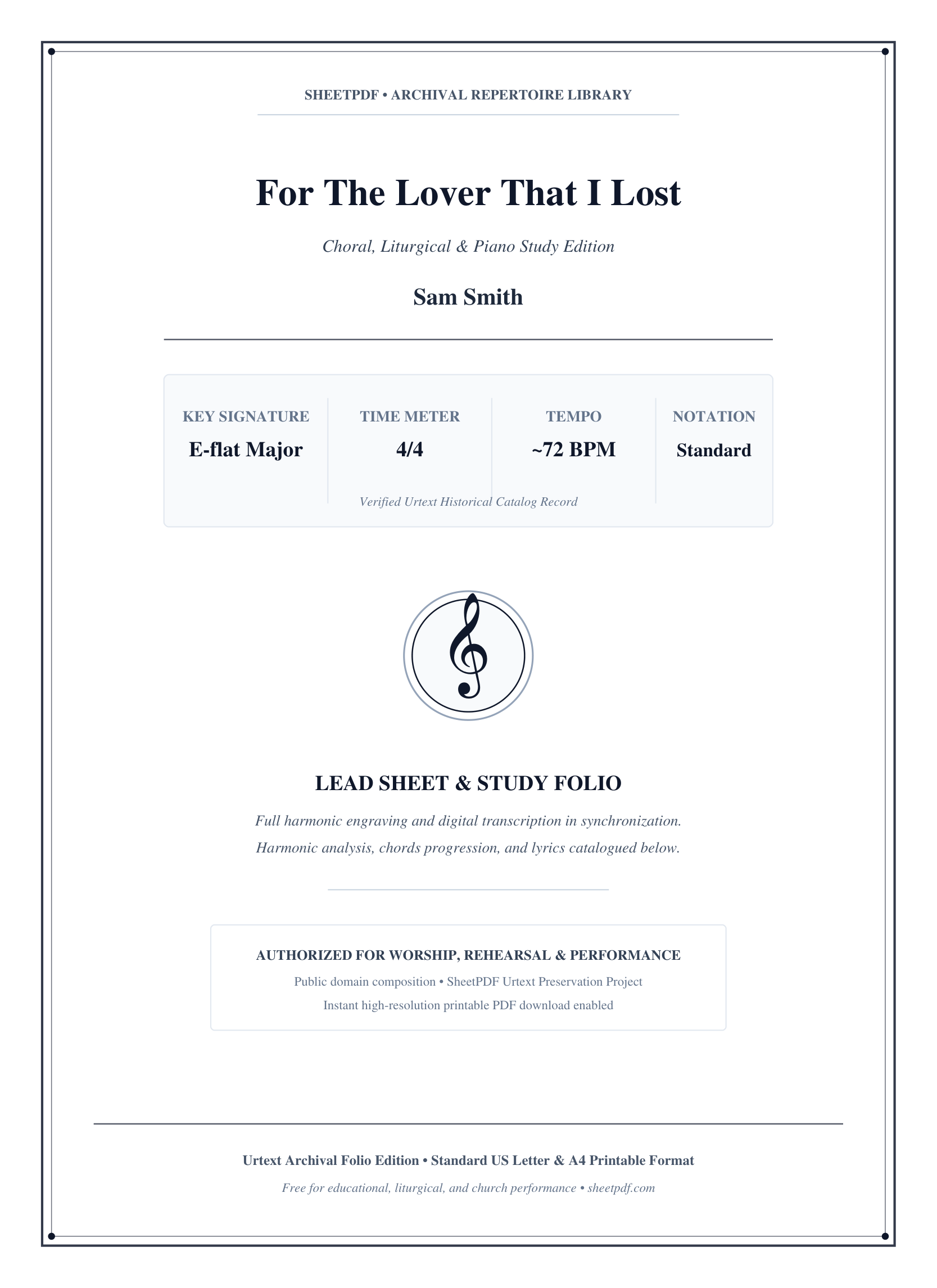 For The Lover That I Lost Piano Sheet Music Page 1 Free PDF
