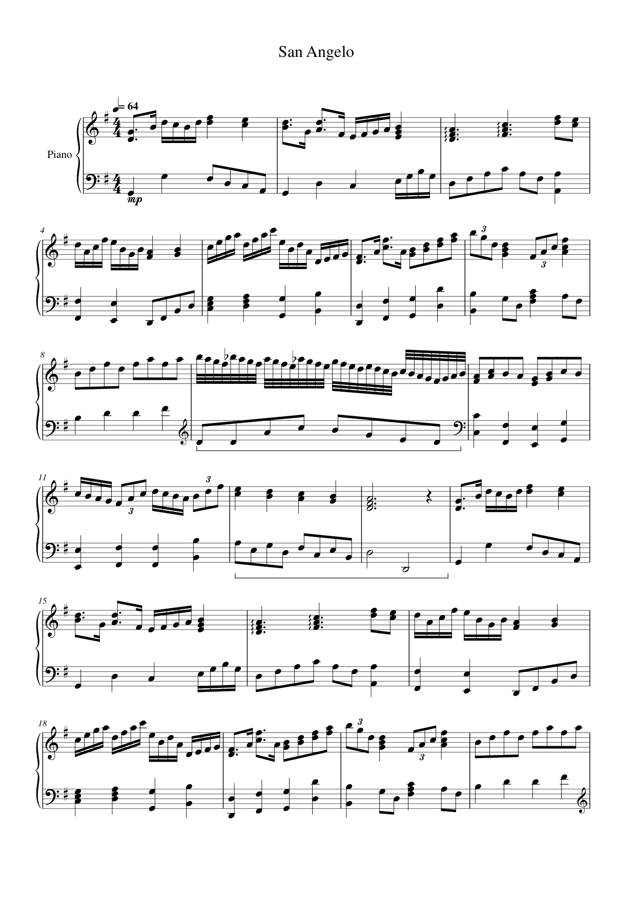 San Angelo Piano Sheet Music Page 1 Free PDF