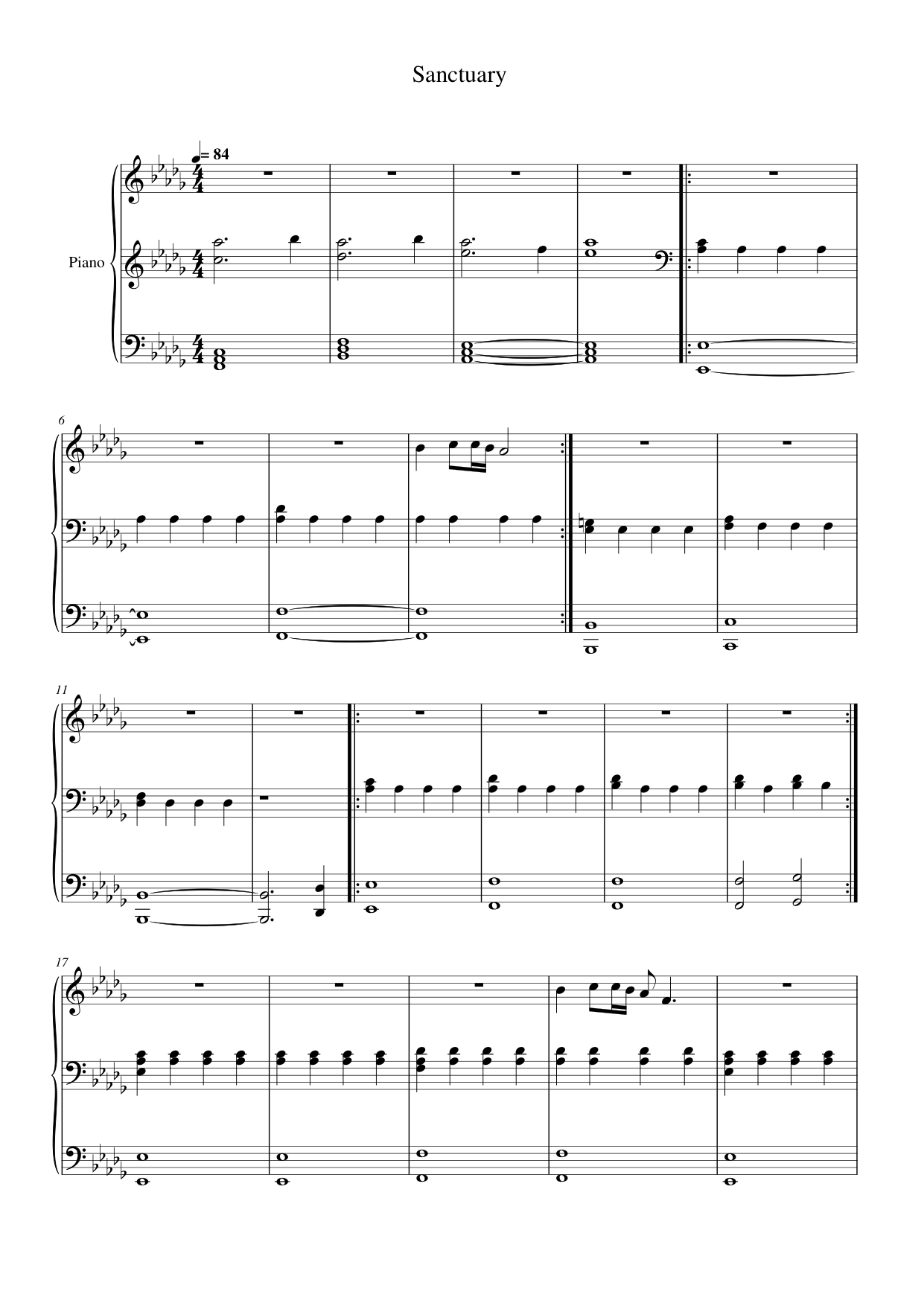 Sanctuary Piano Sheet Music Page 1 Free PDF