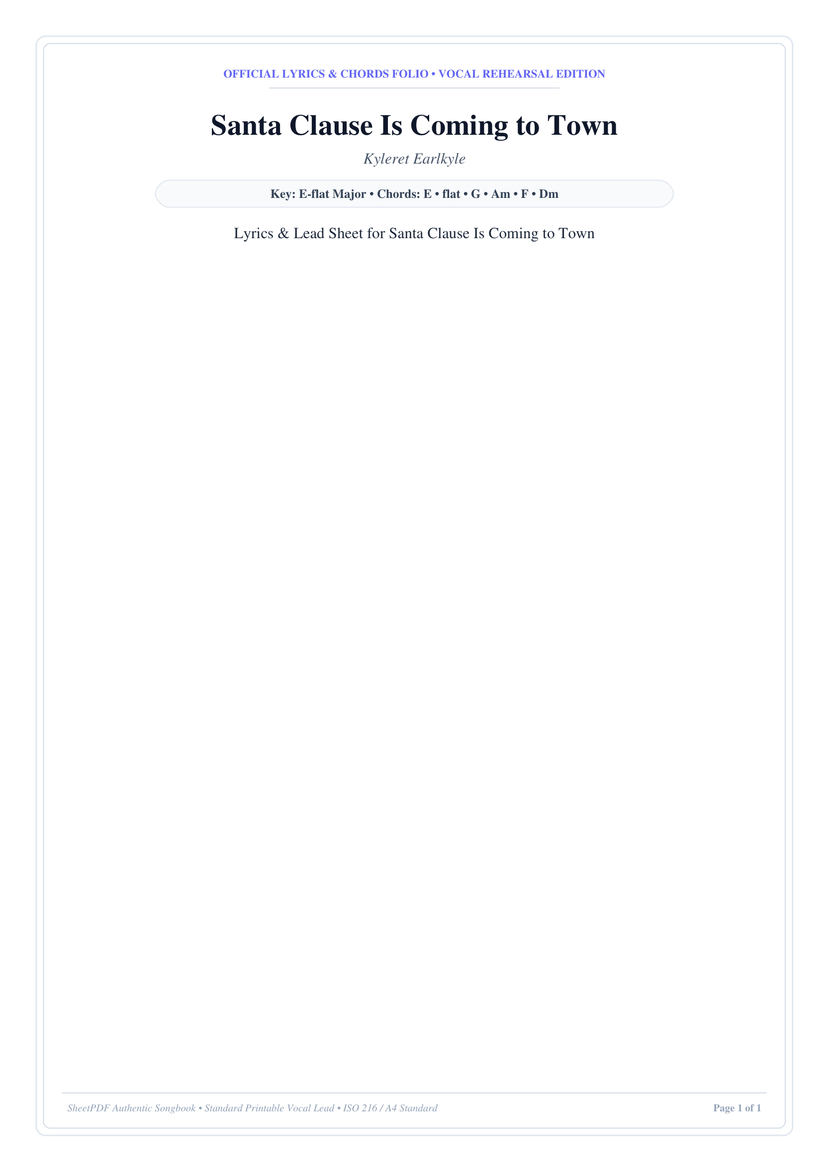 Santa Clause Is Coming to Town Piano Sheet Music Page 1 Free PDF