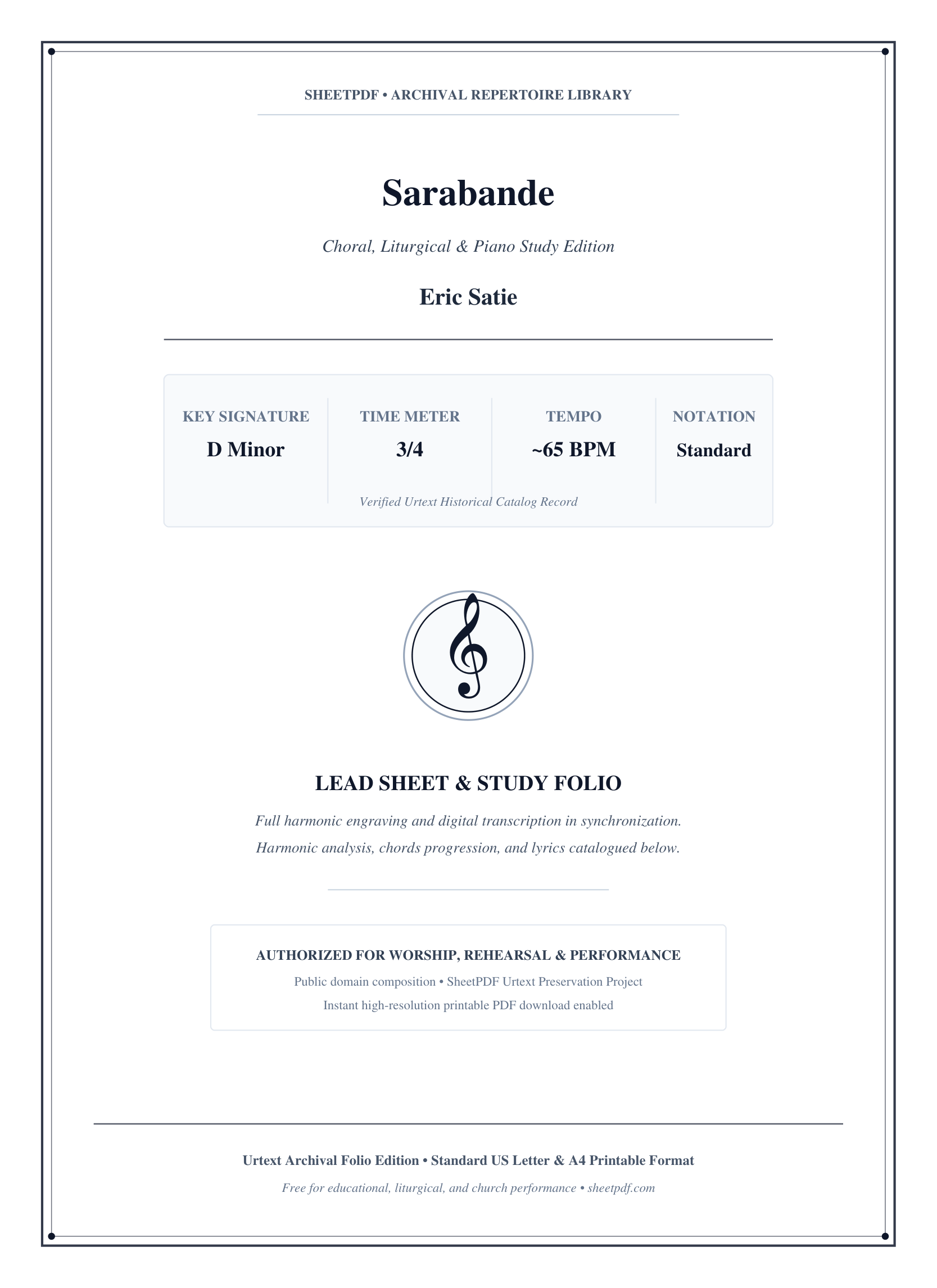 Sarabande Piano Sheet Music Page 1 Free PDF